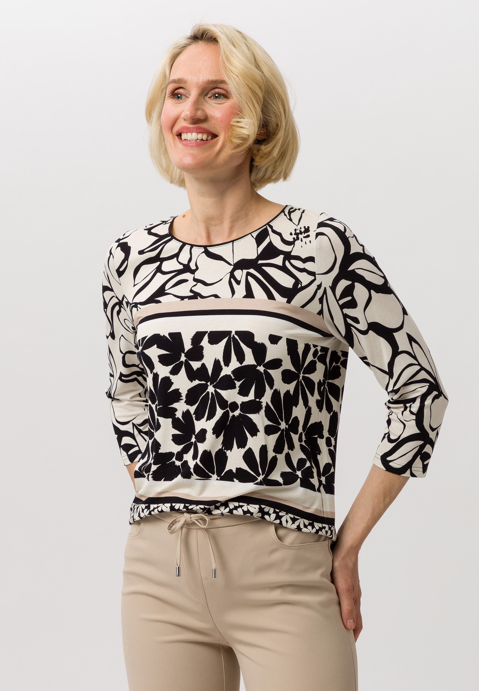 FRANK WALDER 3/4-Arm-Shirt mit Panneauxprint