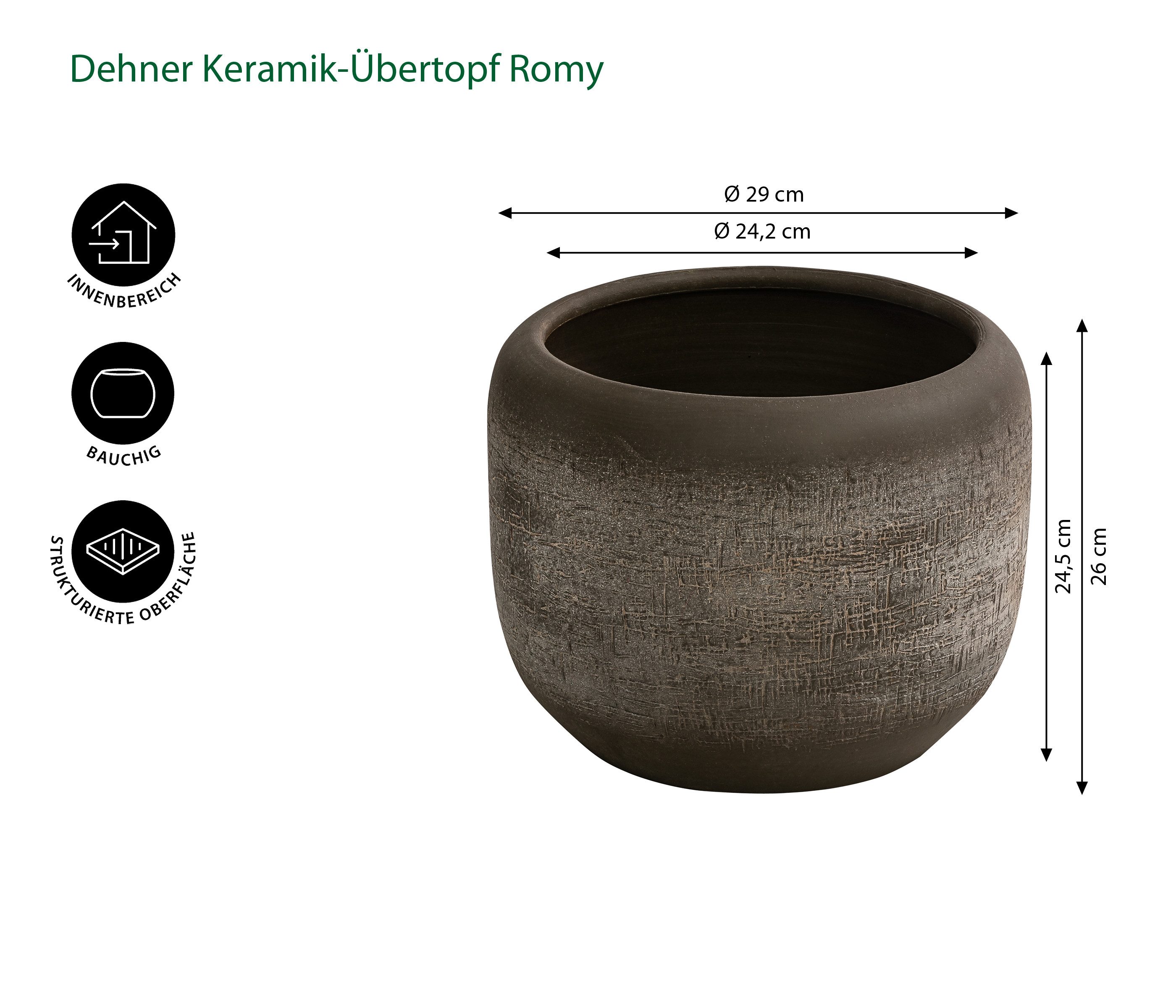 Dehner Übertopf Romy, Ø 24 - günstig online kaufen