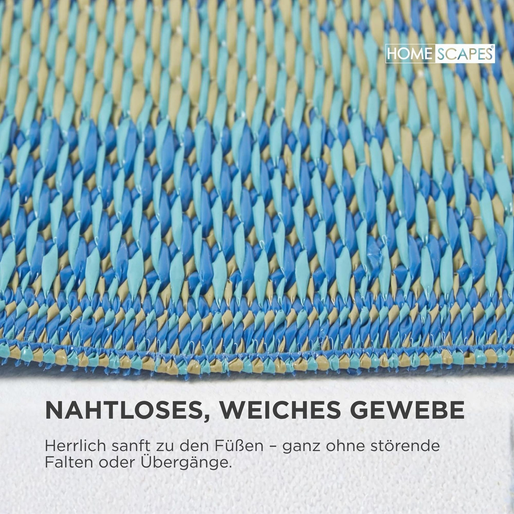 Homescapes Outdoorteppich Outdoor-Teppich Amber aus Polpropylen mit blau-grünem, 120 x 180 cm, rechteckig, Höhe: 20 mm – Bild 3 von 5