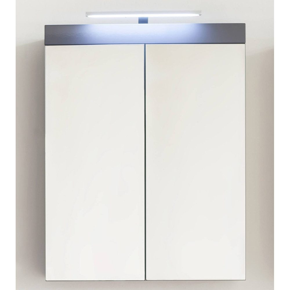 Lomadox Spiegelschrank ALTENA-19 inkl. Beleuchtung in Grau Hochglanz, B/H/T: ca. 60/77/17 cm