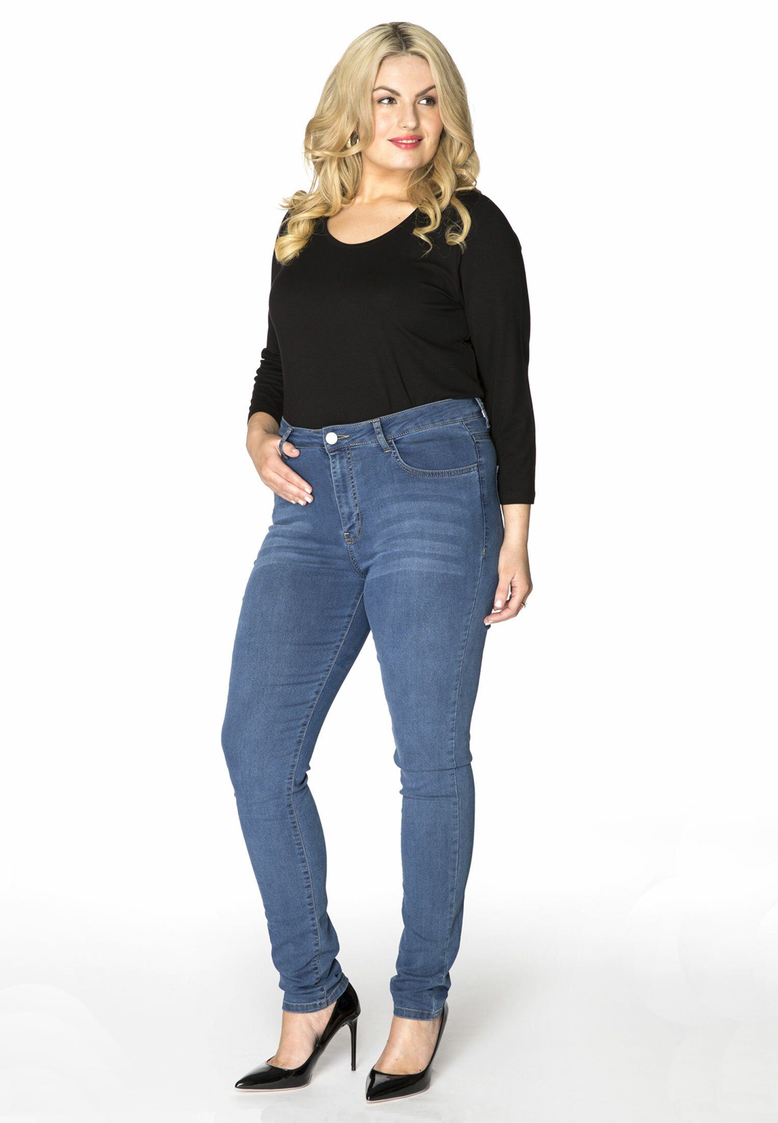 YOEK Bootcuthose Damen Slim-fit-Jeans Große Größen