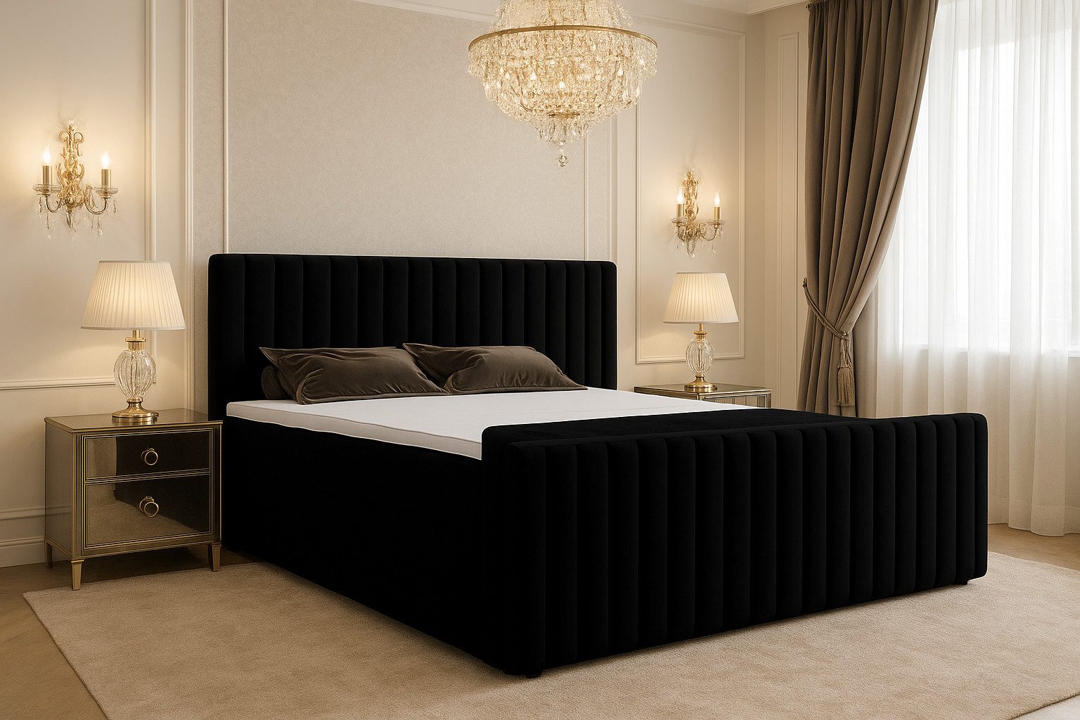 B&B Home Boxspringbett Boxbett Benito (H3 Matratze Bonellfederung, Kopfteil, Bettkasten und Topper)