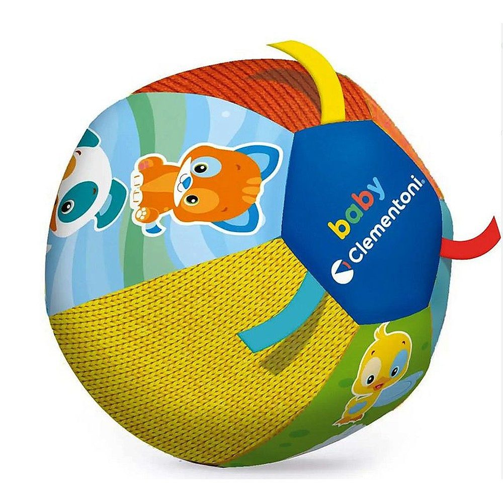Clementoni® Rasselball Greifball Stoffball Babyspielzeug, Verschiedene Stoffe, Tiermotive, Rassel, waschbar
