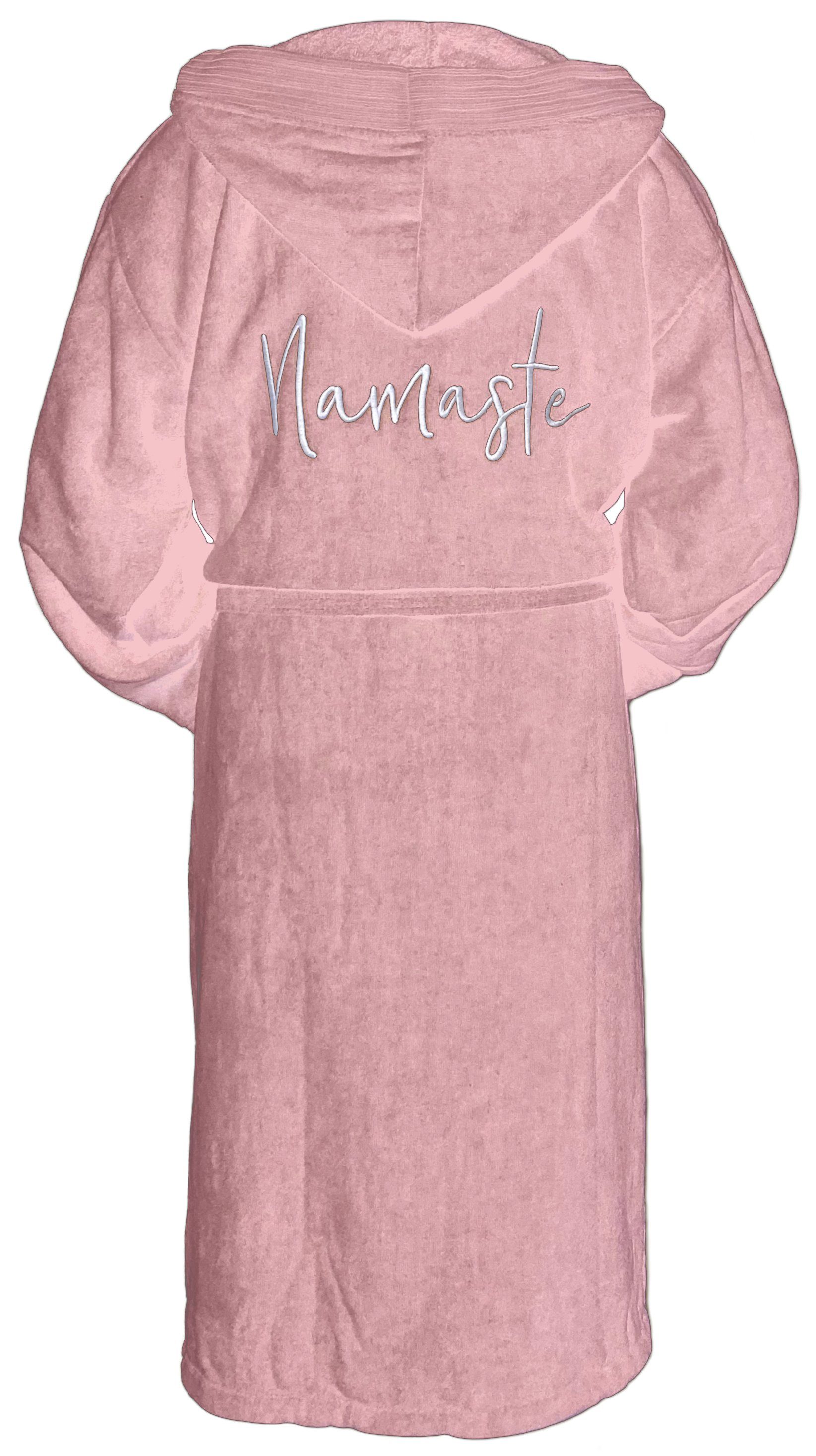 Schnoschi Unisex-Bademantel Bademantel mit Kapuze und Taschen Namaste aus w günstig online kaufen