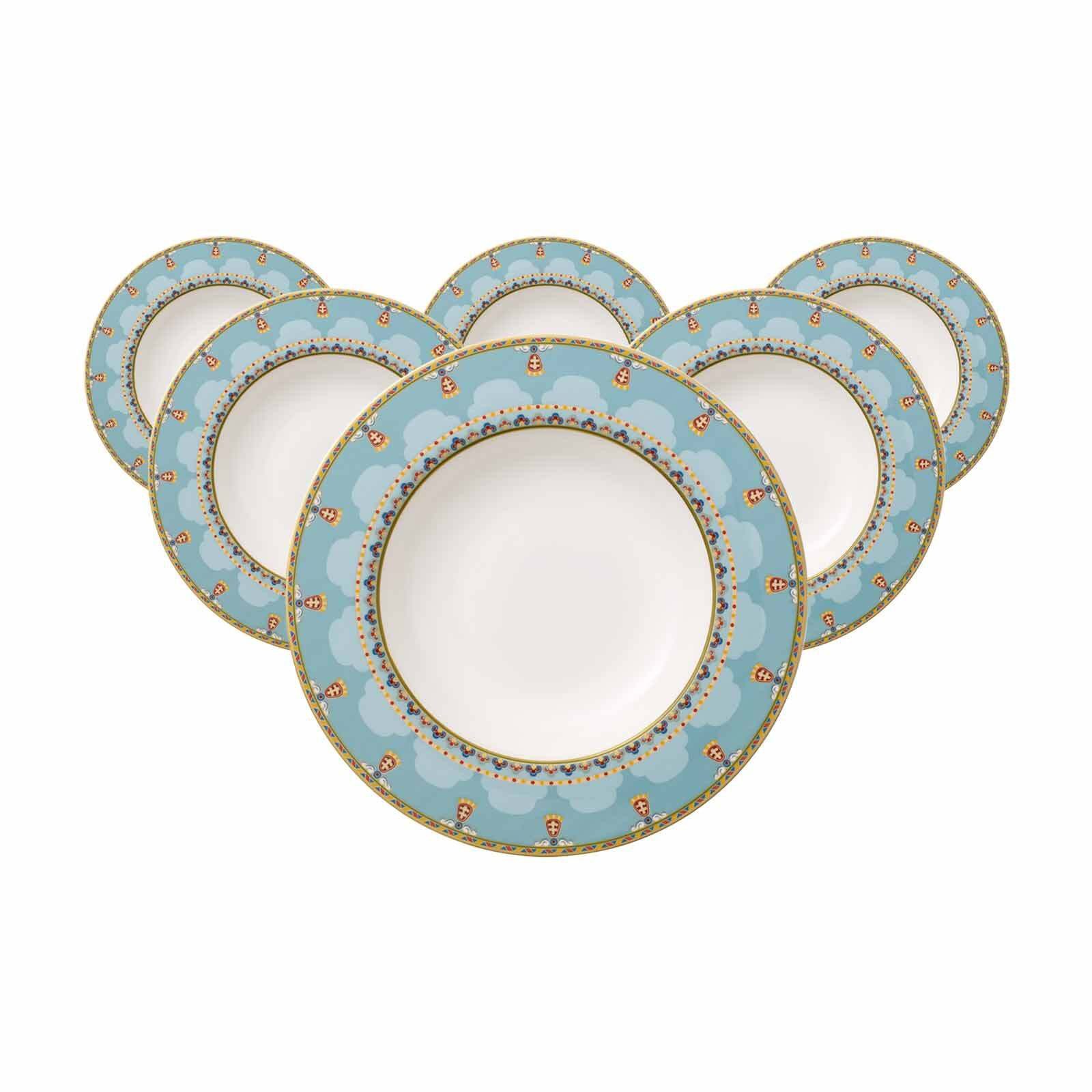 Villeroy & Boch Suppenteller Samarkand Aquamarin Suppenteller ø 24,8 cm 6er Set, (6 St)