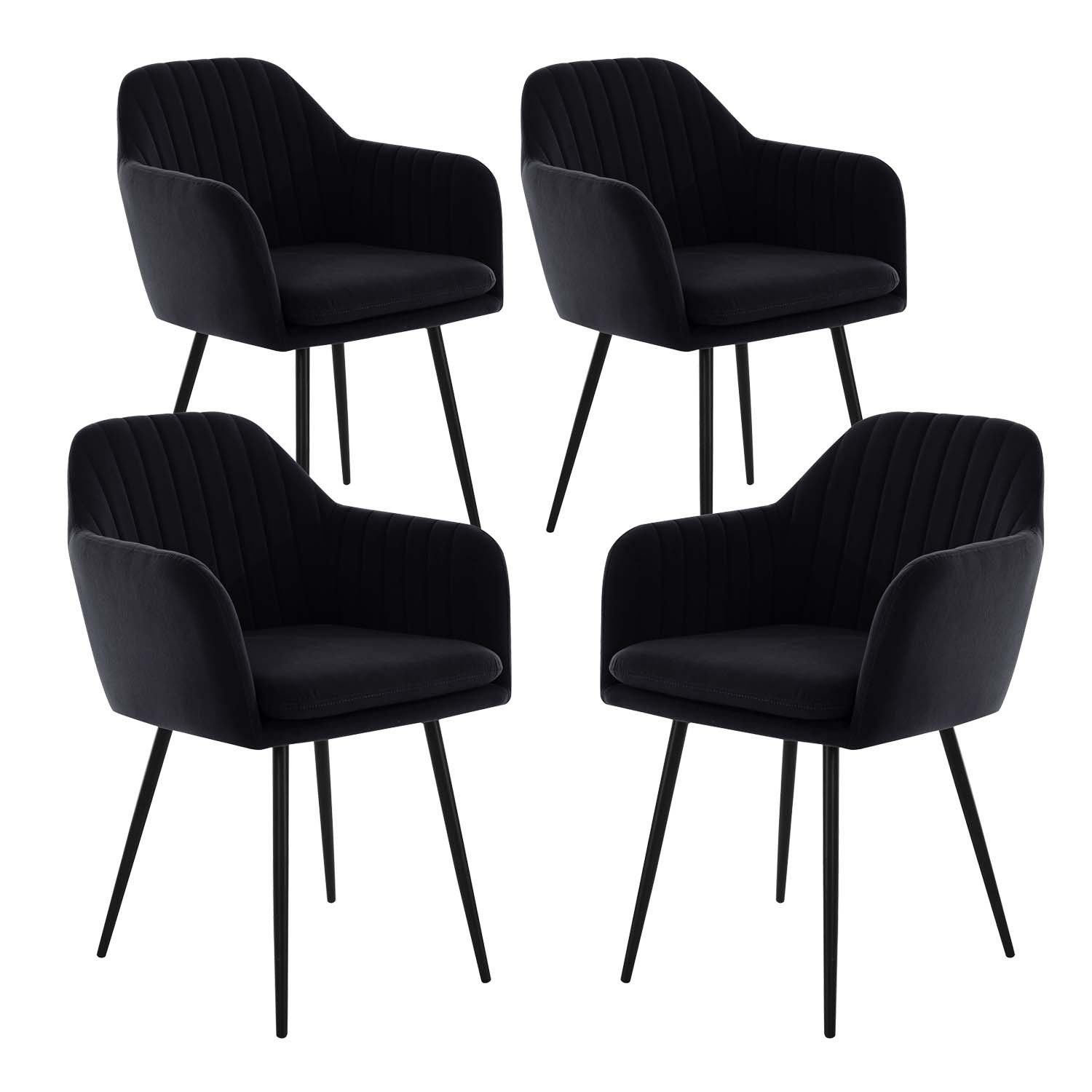 Möbel Stellbrink 4-Fußstuhl 4er Set Sesselstuhl Lia - Samtvelour Schwarz (4 günstig online kaufen