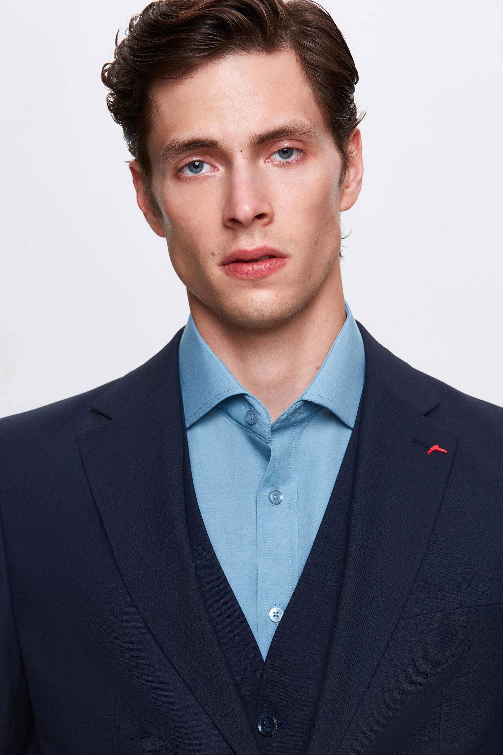 D'S DAMAT Frack-Anzug DS Damat Slim Fit Schwarzer Anzug mit Monochrom-Kragen und Einzelventi