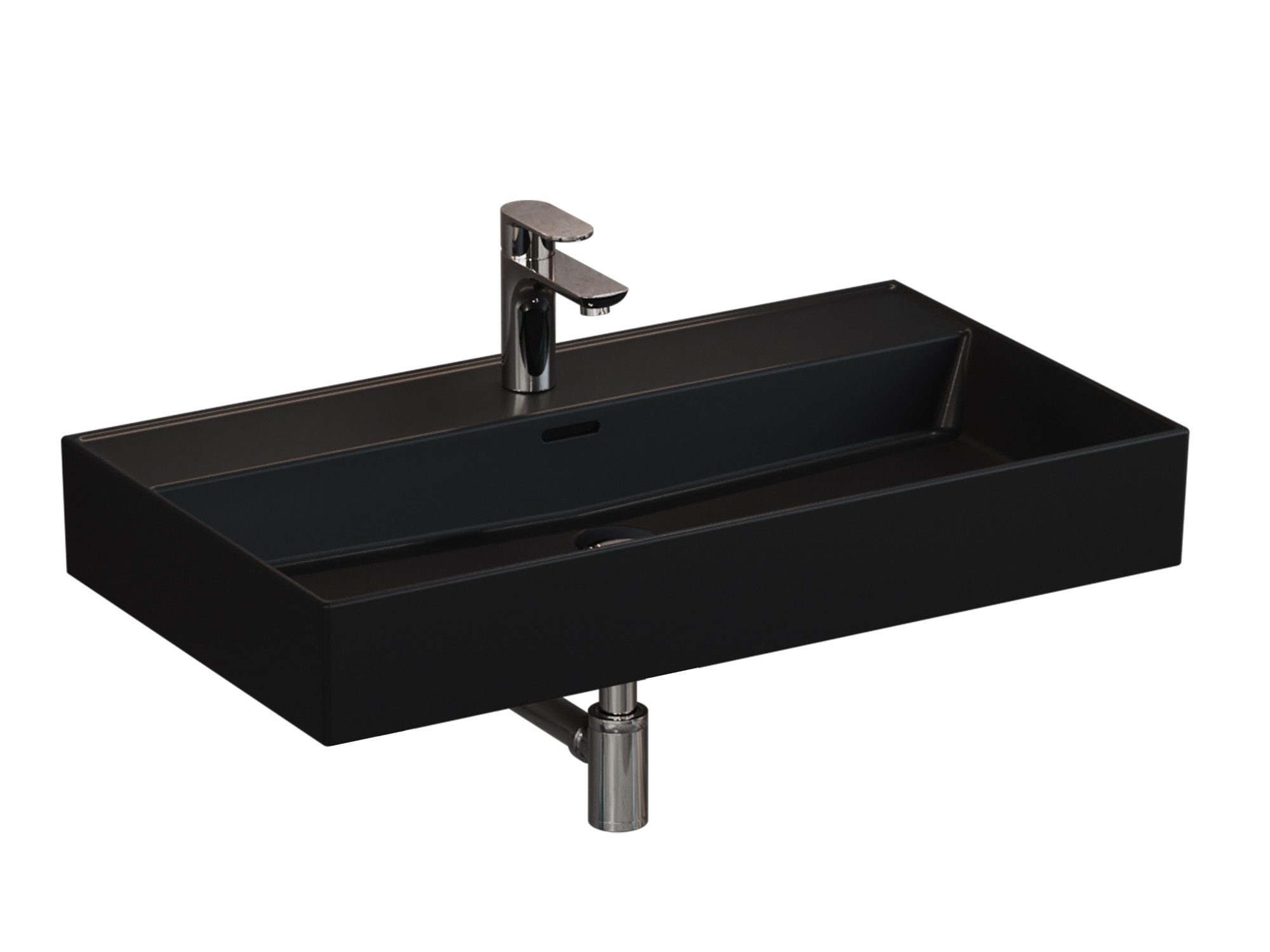 Aqua Bagno Waschbecken 80cm eckig - Aufsatzwaschbecken schwarz matt - Keramik