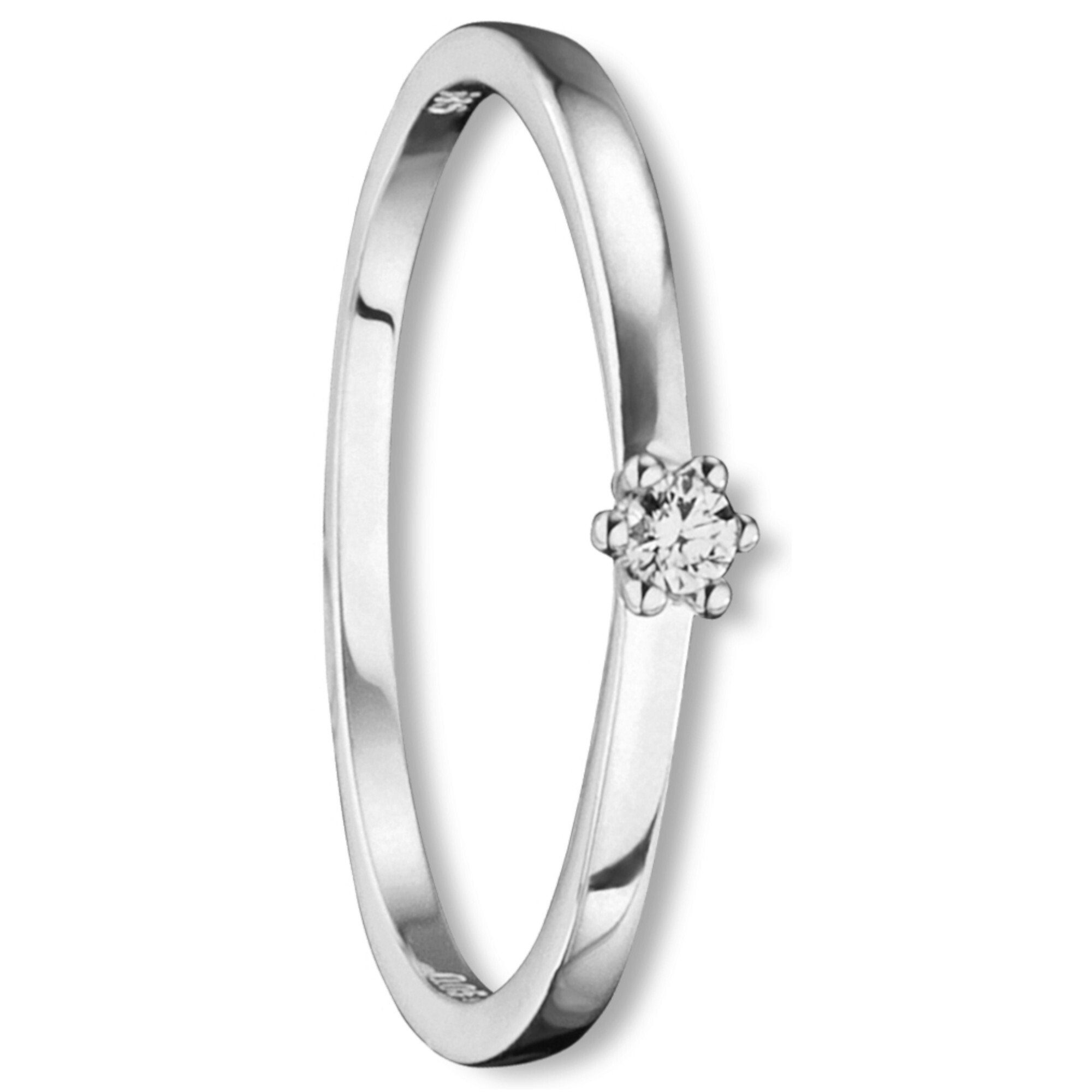 Diamant Diamantring Ring Weißgold, ELEMENT aus Damen ONE Schmuck 585 0.05 ct Brillant Gold