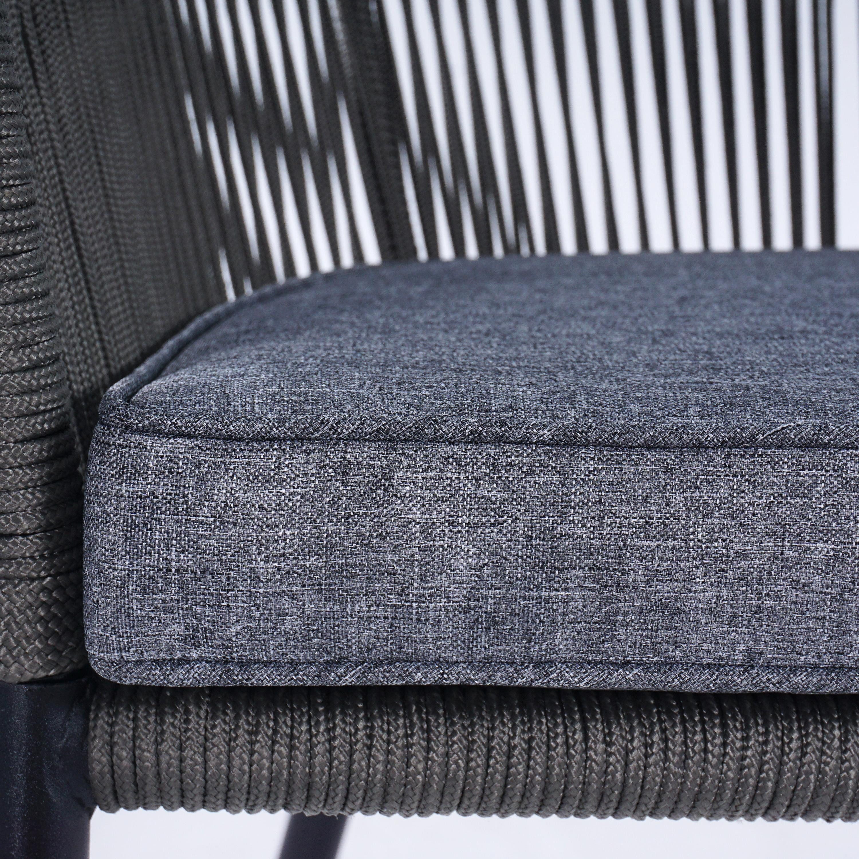 ESTEXO Gartenstuhl Lounge Stuhl 2er Set Gartensessel Rope Loungesessel Outdoor Grau