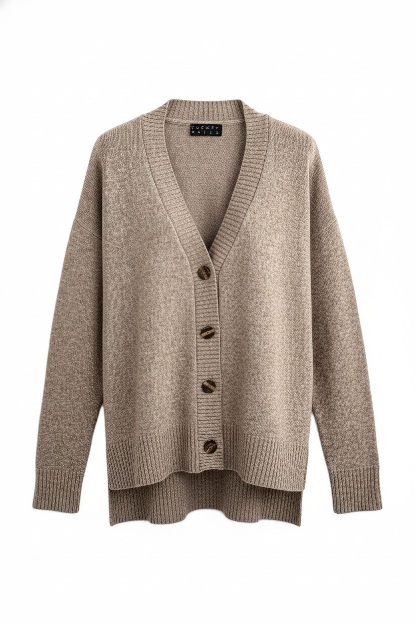 Zuckerwatte Strickjacke mit V-Ausschnitt aus weicher Merino Cashmere Mischu günstig online kaufen