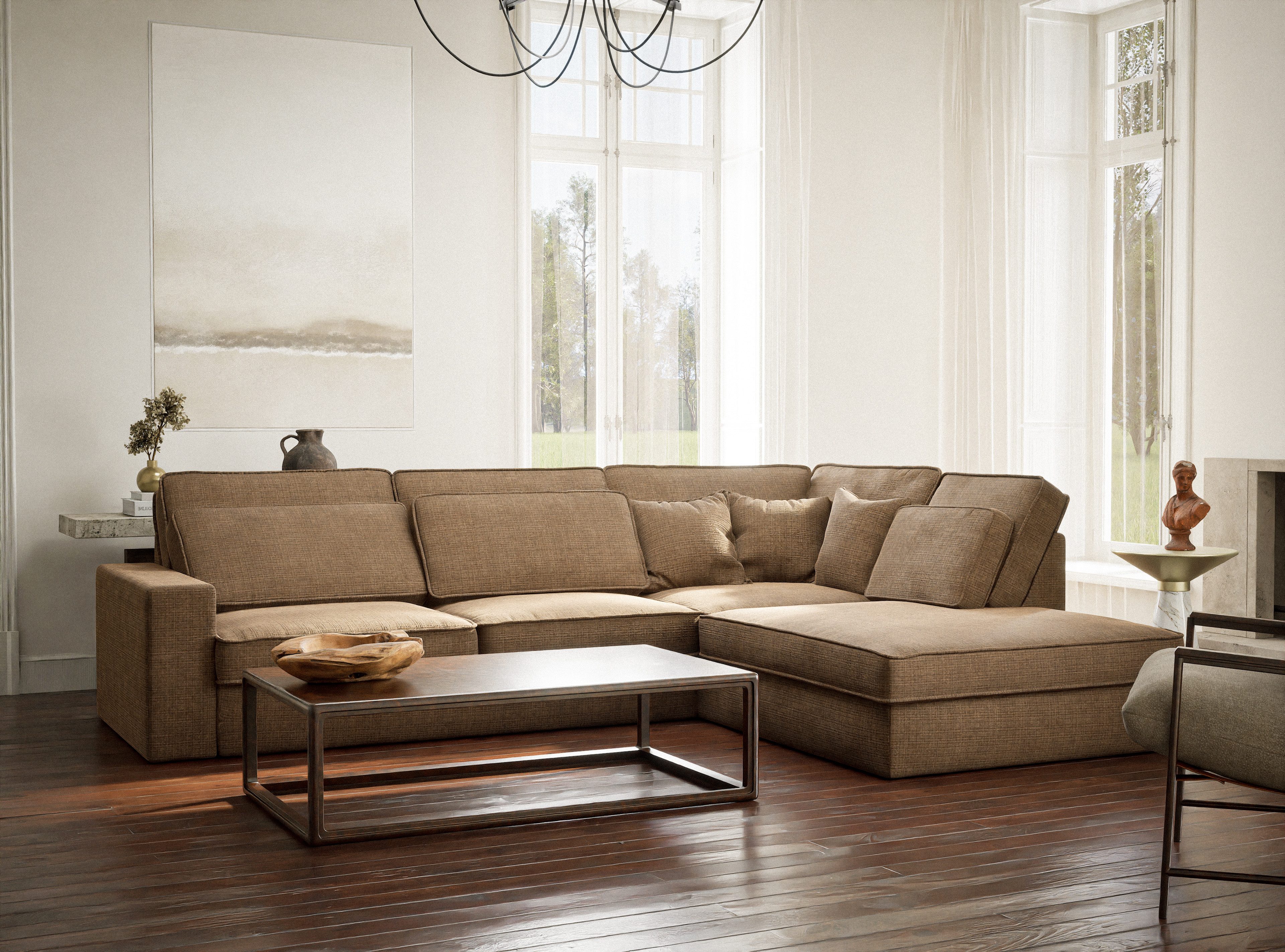 Maison de Rêve Ecksofa Kirou, L-Form Sofa, bequemes Ecksofa mit viele Rückenkissen, Eckcouch