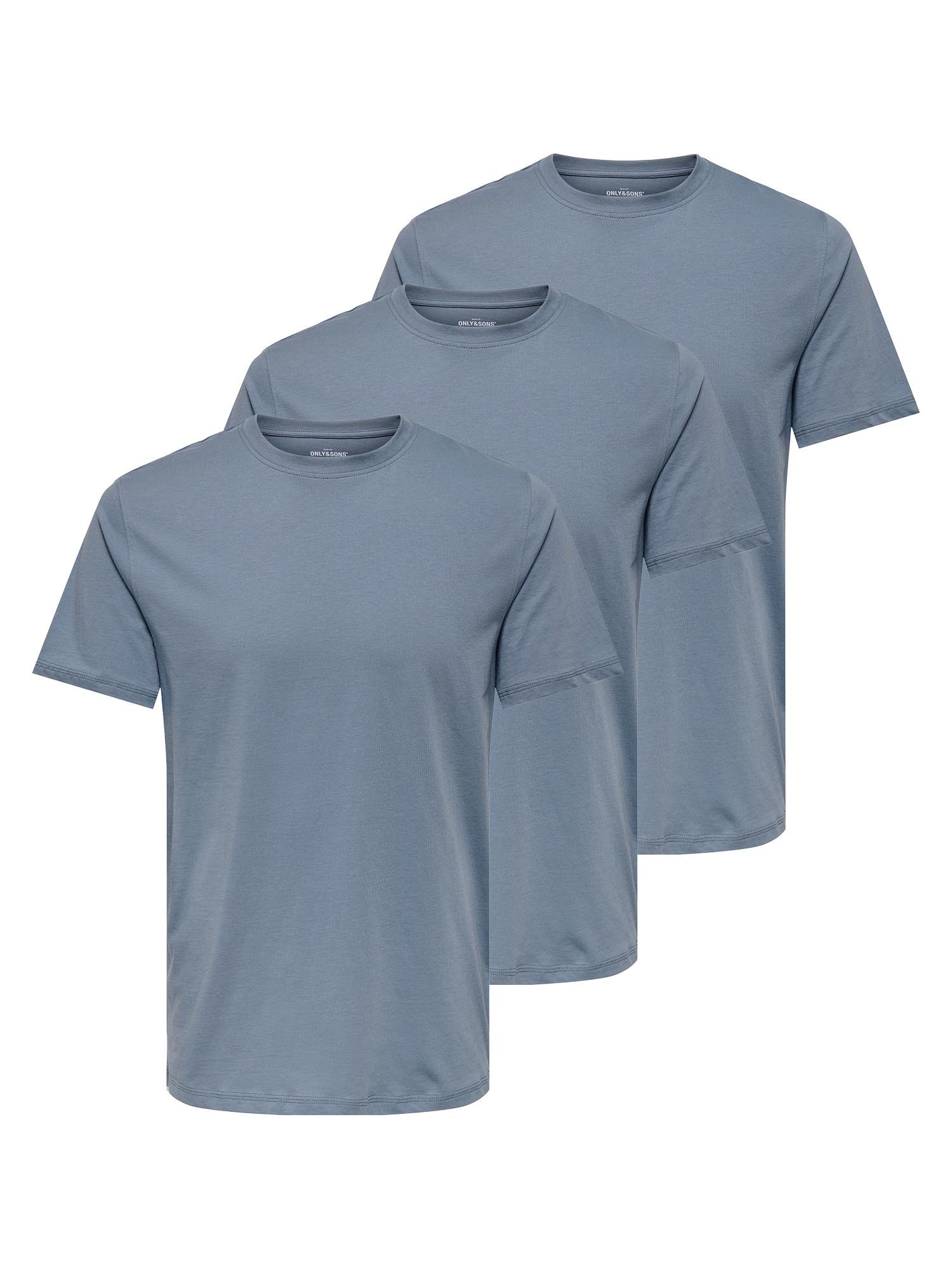 ONLY & SONS T-Shirt 3er Pack MAX (Spar-Set, 3-tlg) T-Shirt - Baumwolle - Atmungsaktiv - Vielseitiges Basic