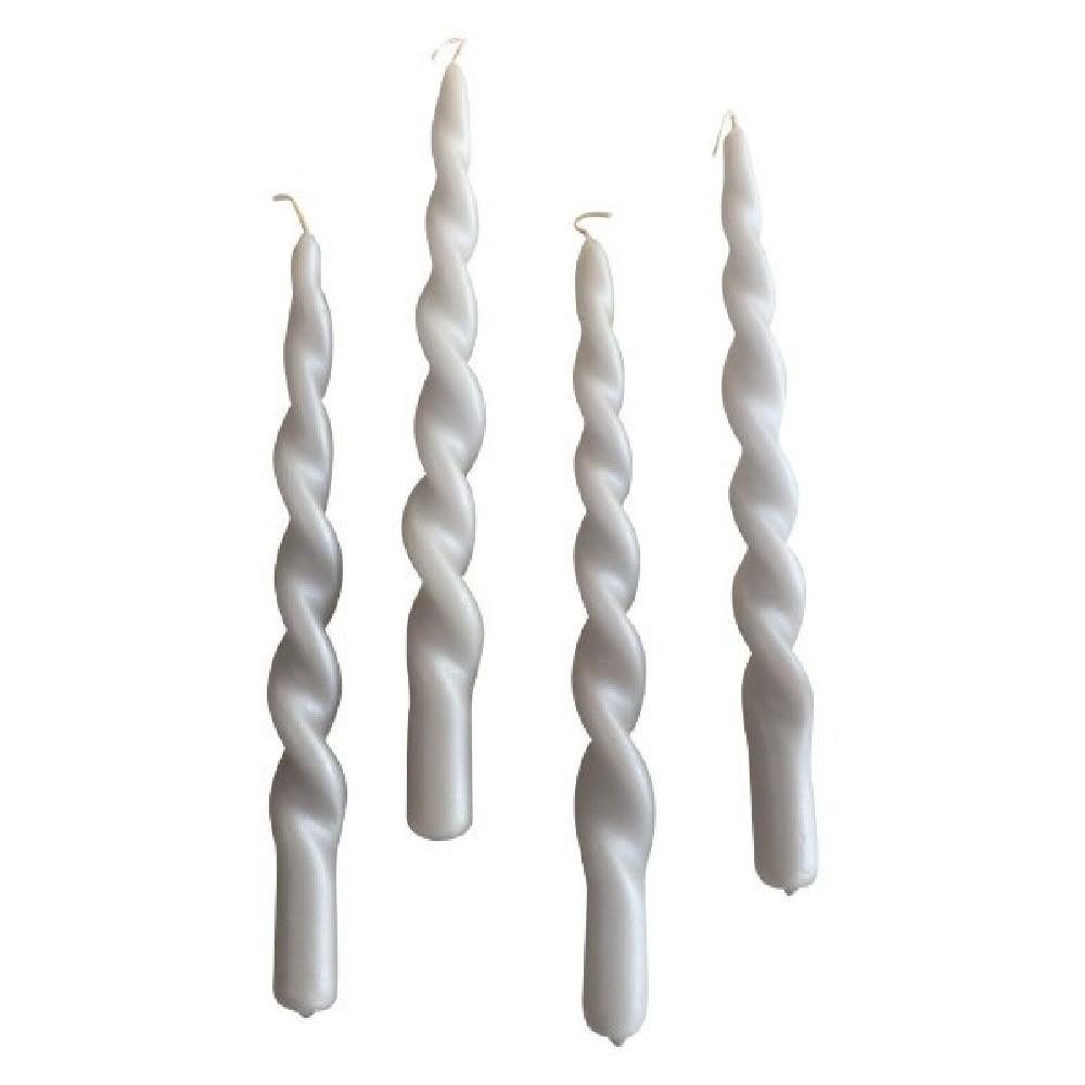 Tafelkerze Stabkerzen Pearl Vollständig Gedreht Grey (4-teilig)