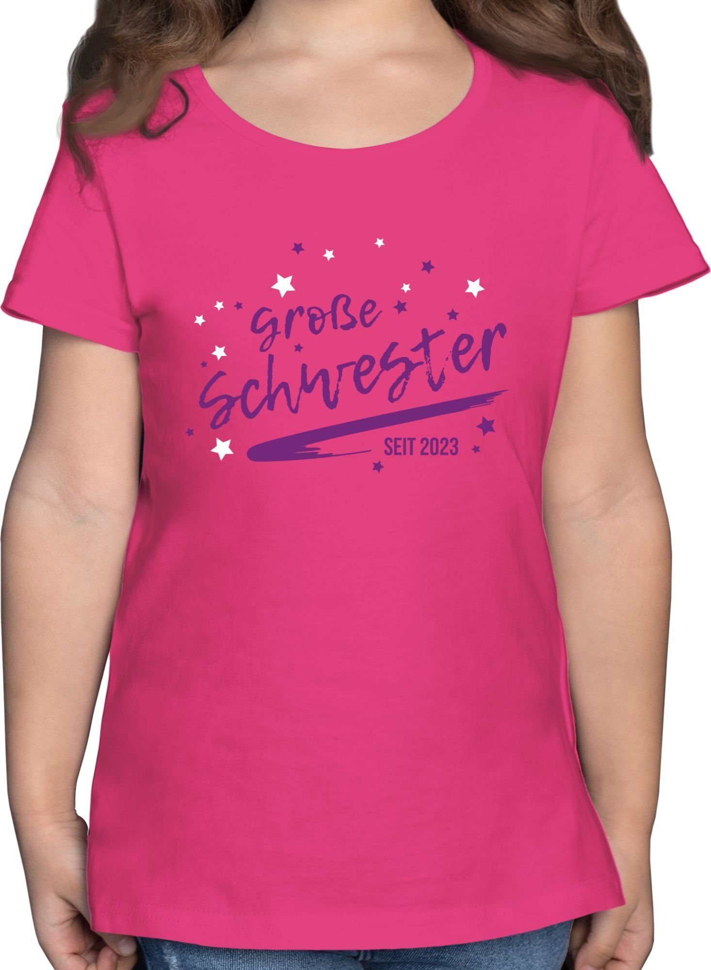 Shirtracer T-Shirt Große Schwester seit 2023 Große Schwester 1 Fuchsia | T-Shirts