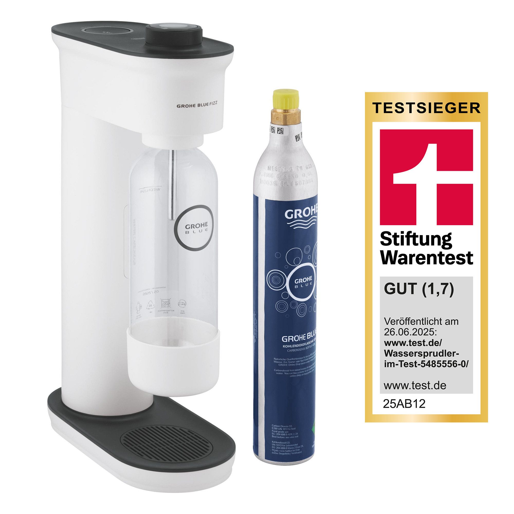 Grohe Wassersprudler Blue Fizz Wassersprudler, Advanced Starter Set, schwarz/weiß 31945LK0