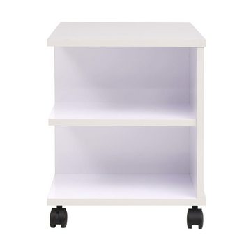 vidaXL Bücherregal Beistelltisch mit Rollen 50×35×42 cm Weiß, 1-tlg.