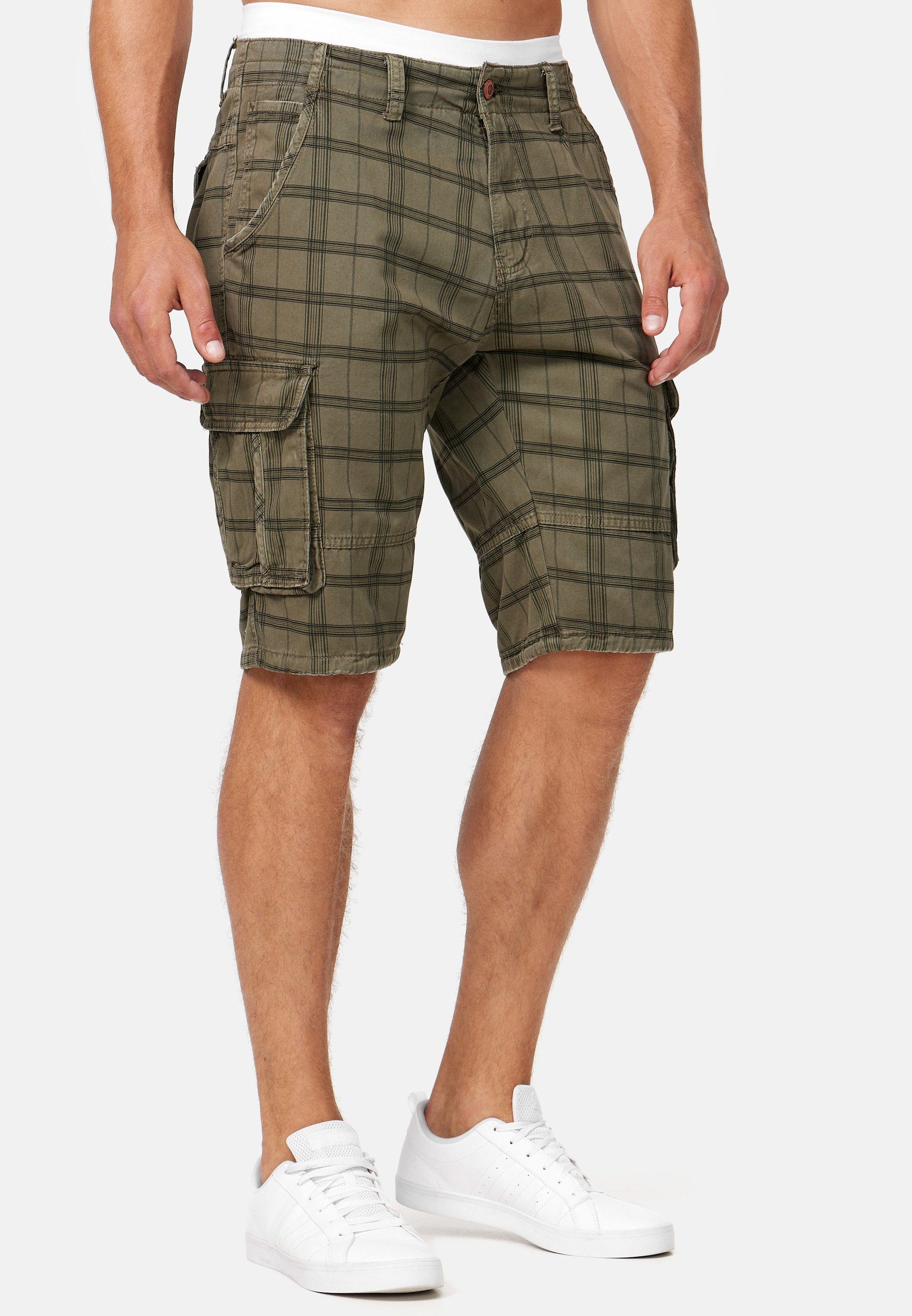 Indicode Cargoshorts Herren Monroe Cargo Cargo Shorts Herrenshorts mit 6 Taschen inkl. Gürtel