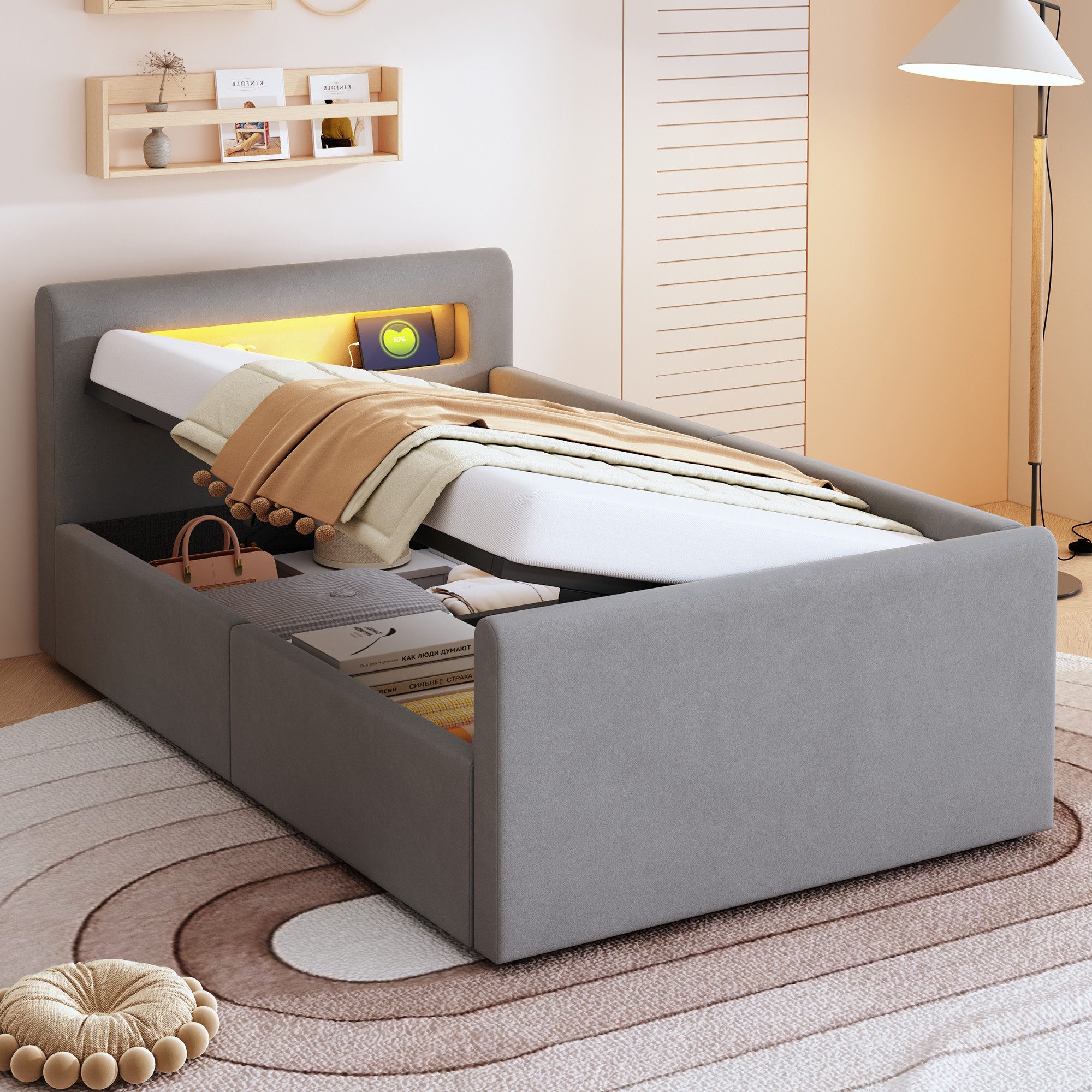 HAUSS SPOLE Polsterbett 90x200cm mit LED-Licht, günstig online kaufen