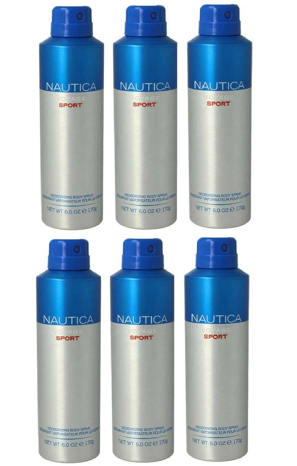NAUTICA Bodyspray Voyage Sport Deo Spray Set Bodyspray Beauty Deodorant Männer 170ml, 6-tlg., 24 Stunden Schutz, Effektiver Schutz vor Körpergeruch