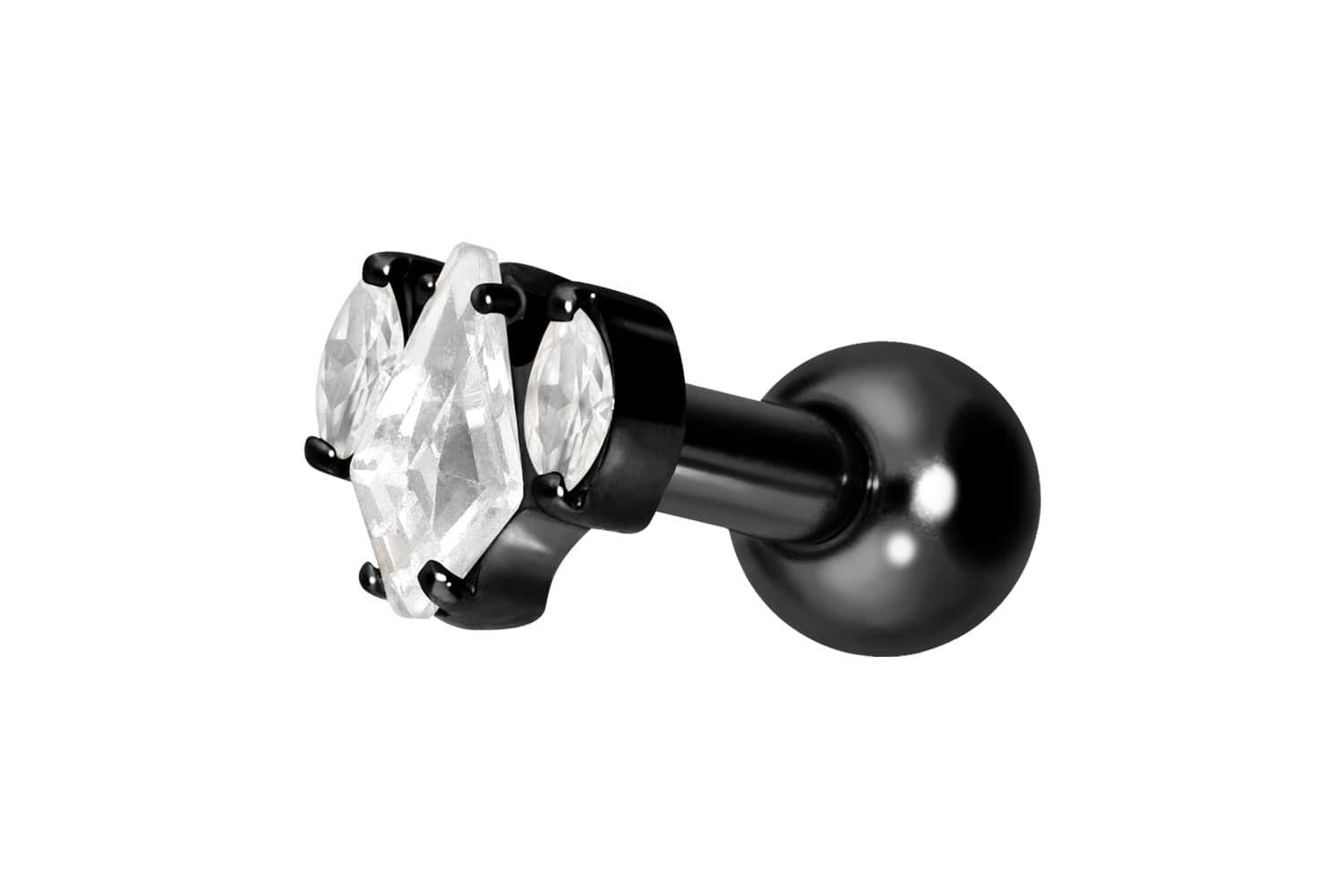 Piercing-Set Titan Ohrpiercing mit Innengewinde KRISTALLSCHILD + KRISTALLOVALE