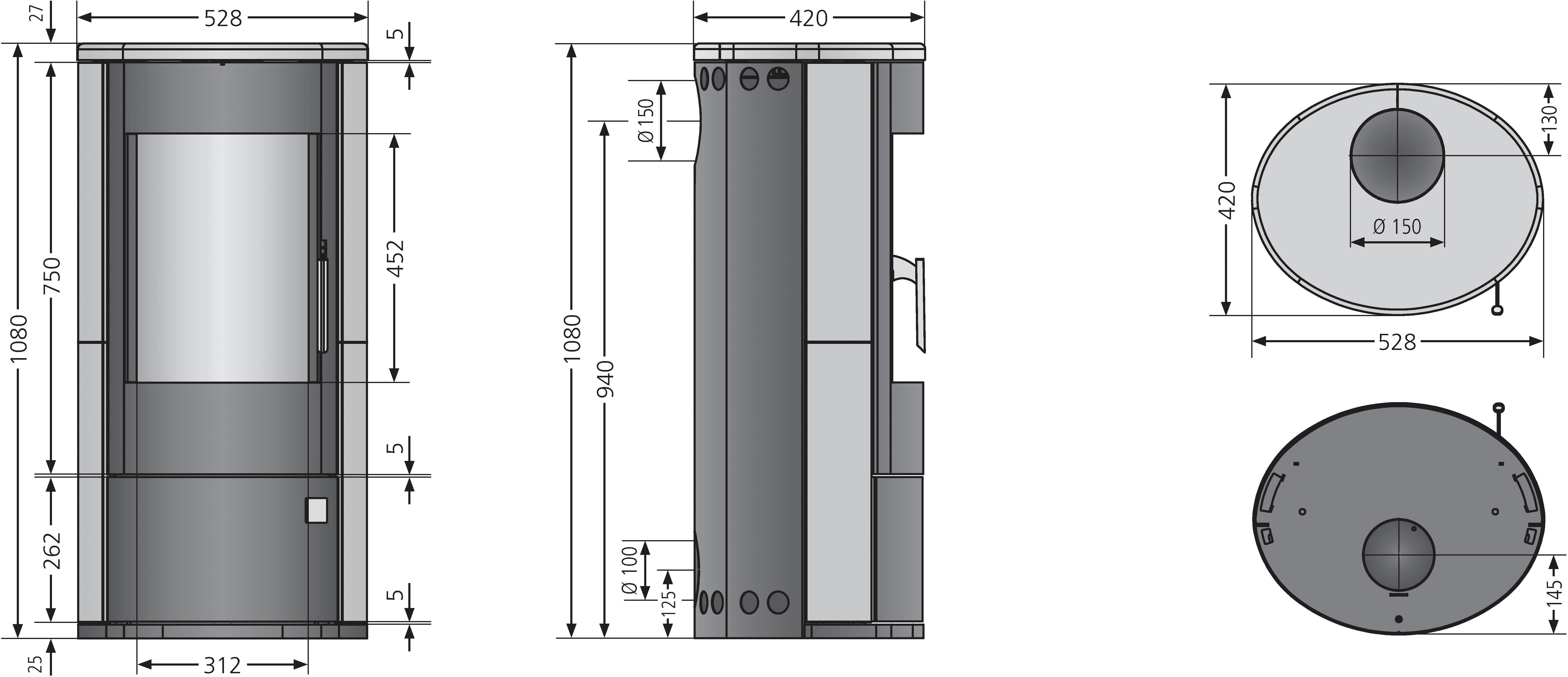 Justus Austin 5 Kaminofen Stahl Schwarz 5 kW günstig online kaufen