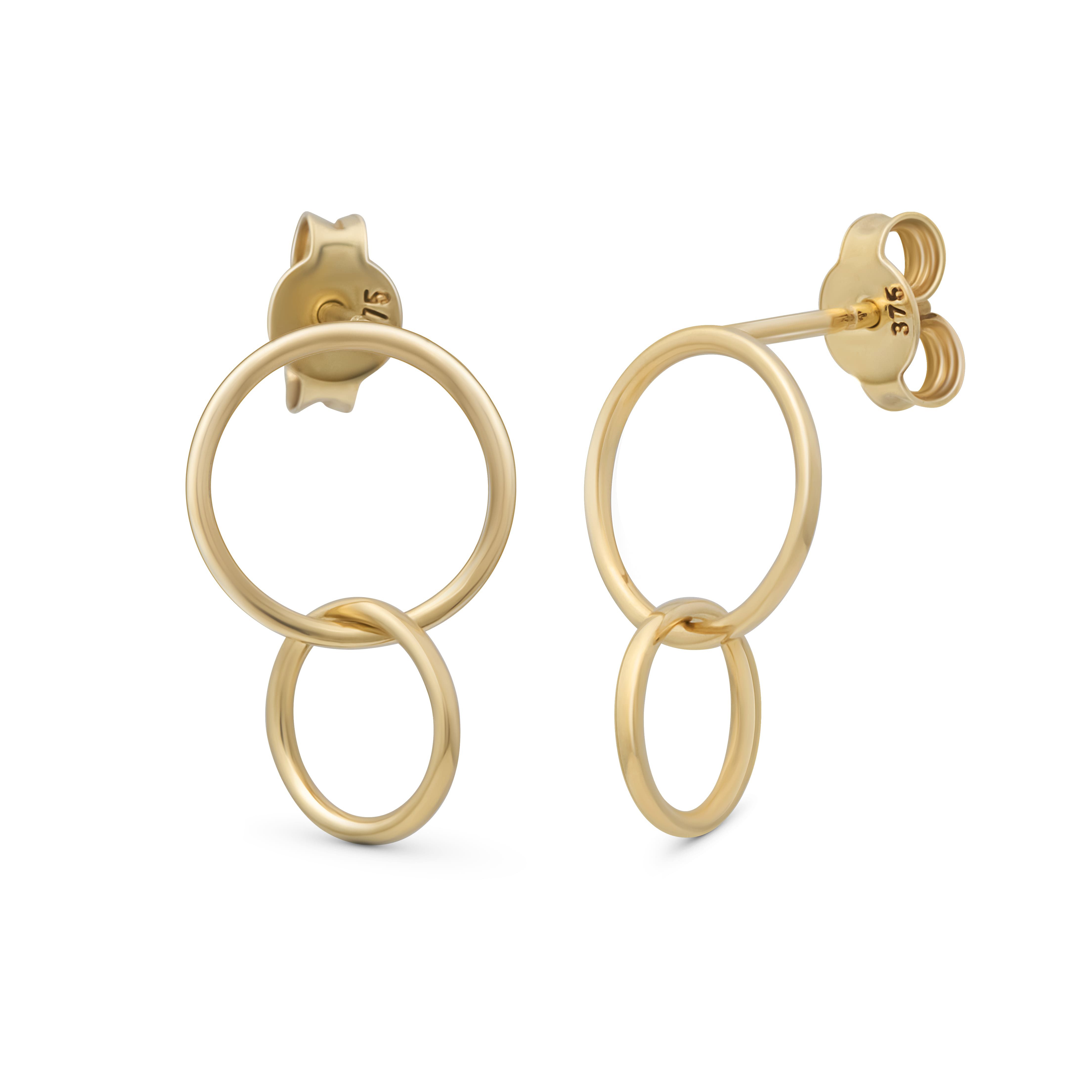 Suzan Gold Paar Ohrhänger 375er Gold Ohrstecker – verschlungenes Design, Echtgold für Damen