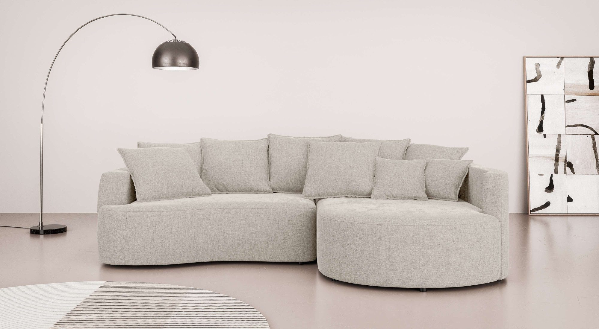 Ecksofa Kahekili, Schlafsofa mit Bettkasten, Maße B/T/H: 255/181/90/ cm