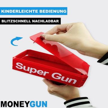 MAVURA Spielgeld MONEYGUN Geldpistole UZI mit Spielgeld Spielzeug Geld, Pistole Party Revolver mit Geldscheine Banknoten