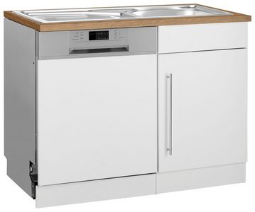 Kochstation Spülenschrank KS-Samos 110 cm breit, inkl. Tür/Sockel für Geschirrspüler
