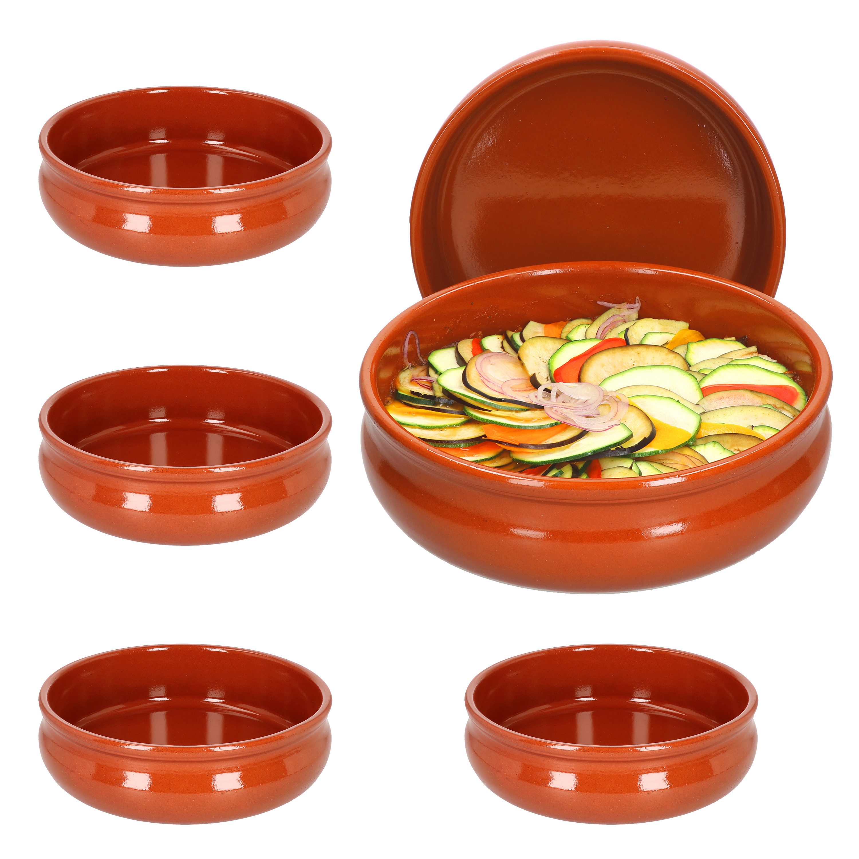Servierschale 6er Set Cazuela Ton-Schale Berlin bauchig Ø 24cm Mittelalter Wikinger