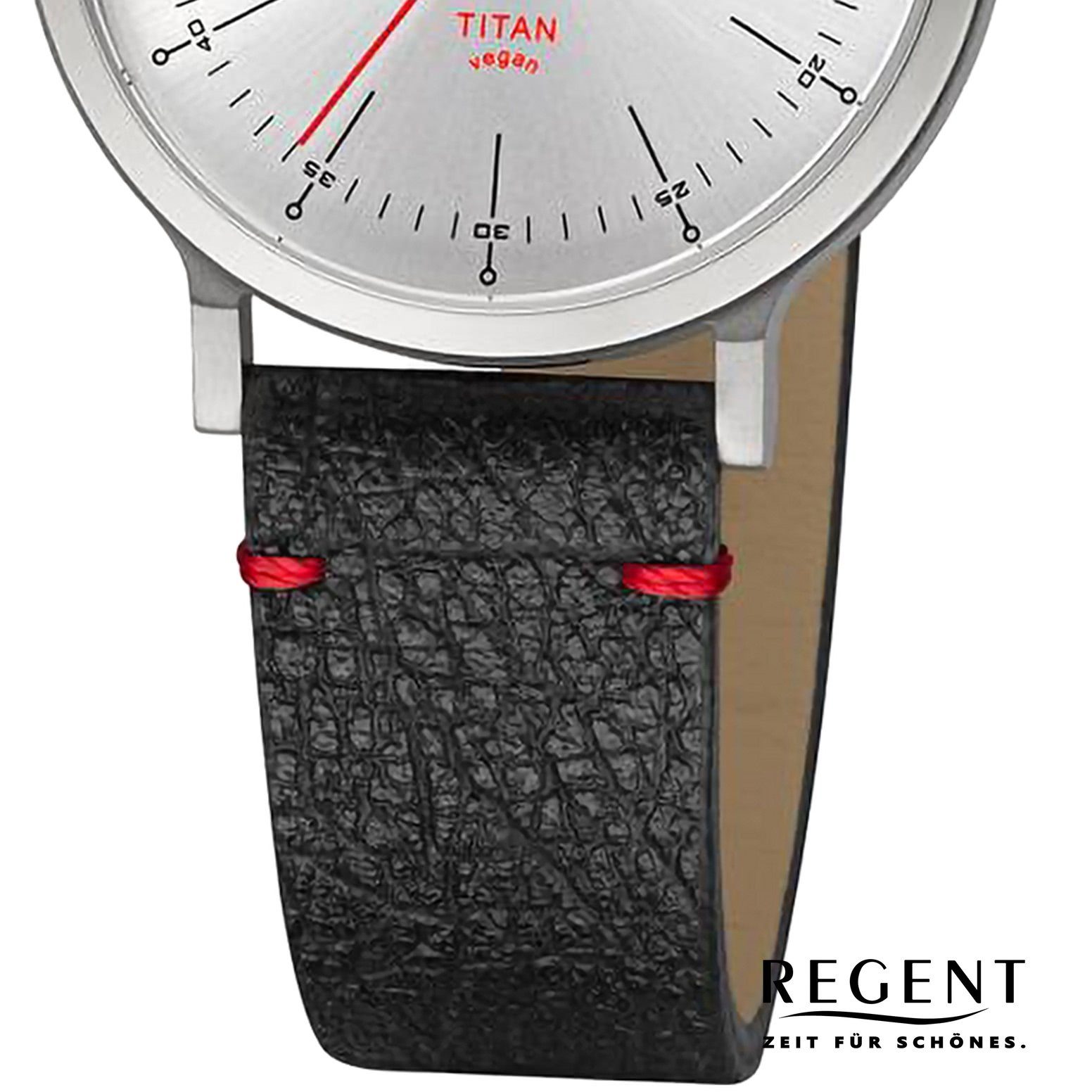 Regent Quarzuhr Regent Lederarmband rund, Armbanduhr groß 33mm), extra Analog, (ca. Armbanduhr Damen Damen