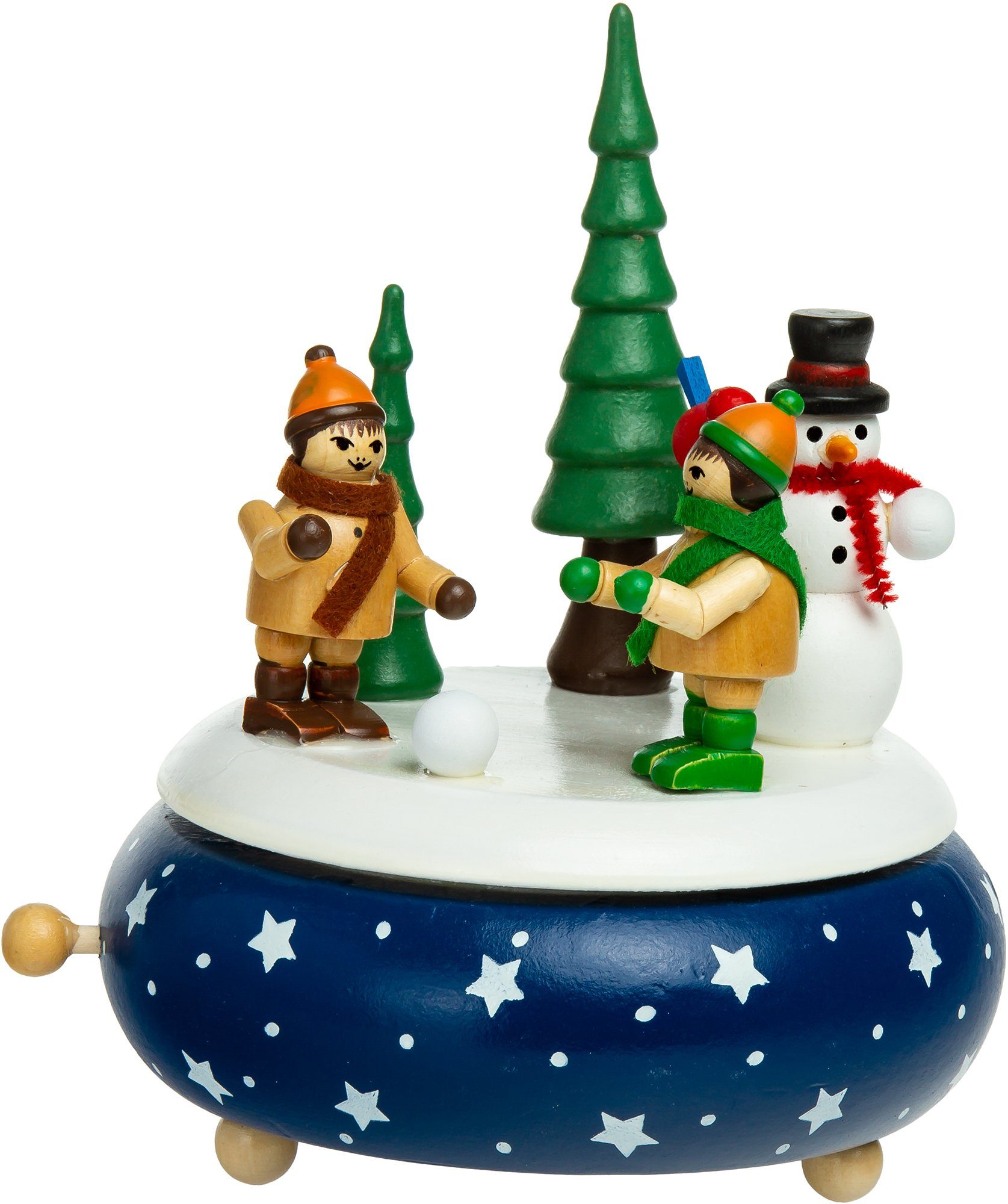 SIKORA Weihnachtsfigur SD04 Spieldose aus Holz mit Schneemann Musik O Tannenbaum