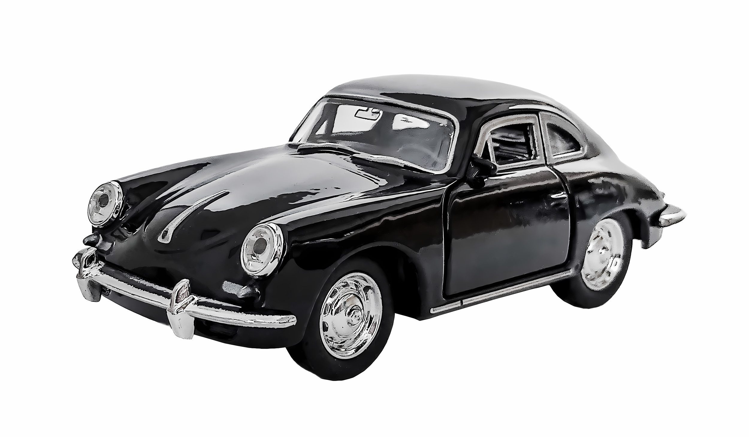 Modellauto PORSCHE 356B Modellauto 12cm aus Metall Modell Auto 75 (Schwarz)
