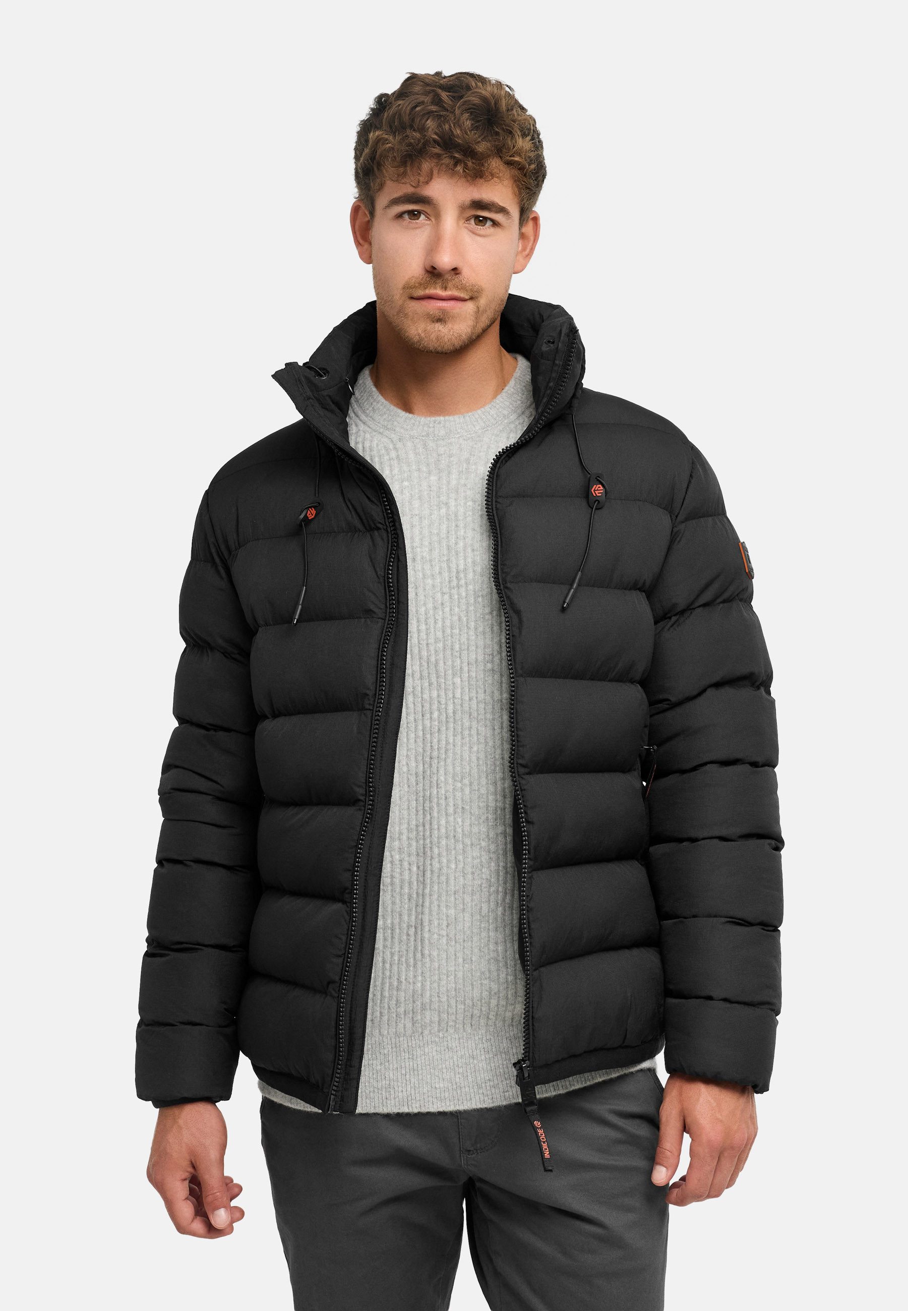 INDICODE Steppjacke Herren INDandro mit Kapuze sportliche Outdoorjacke mit leichtem Steppdesign, elastischem Abschluss, Regular Fit