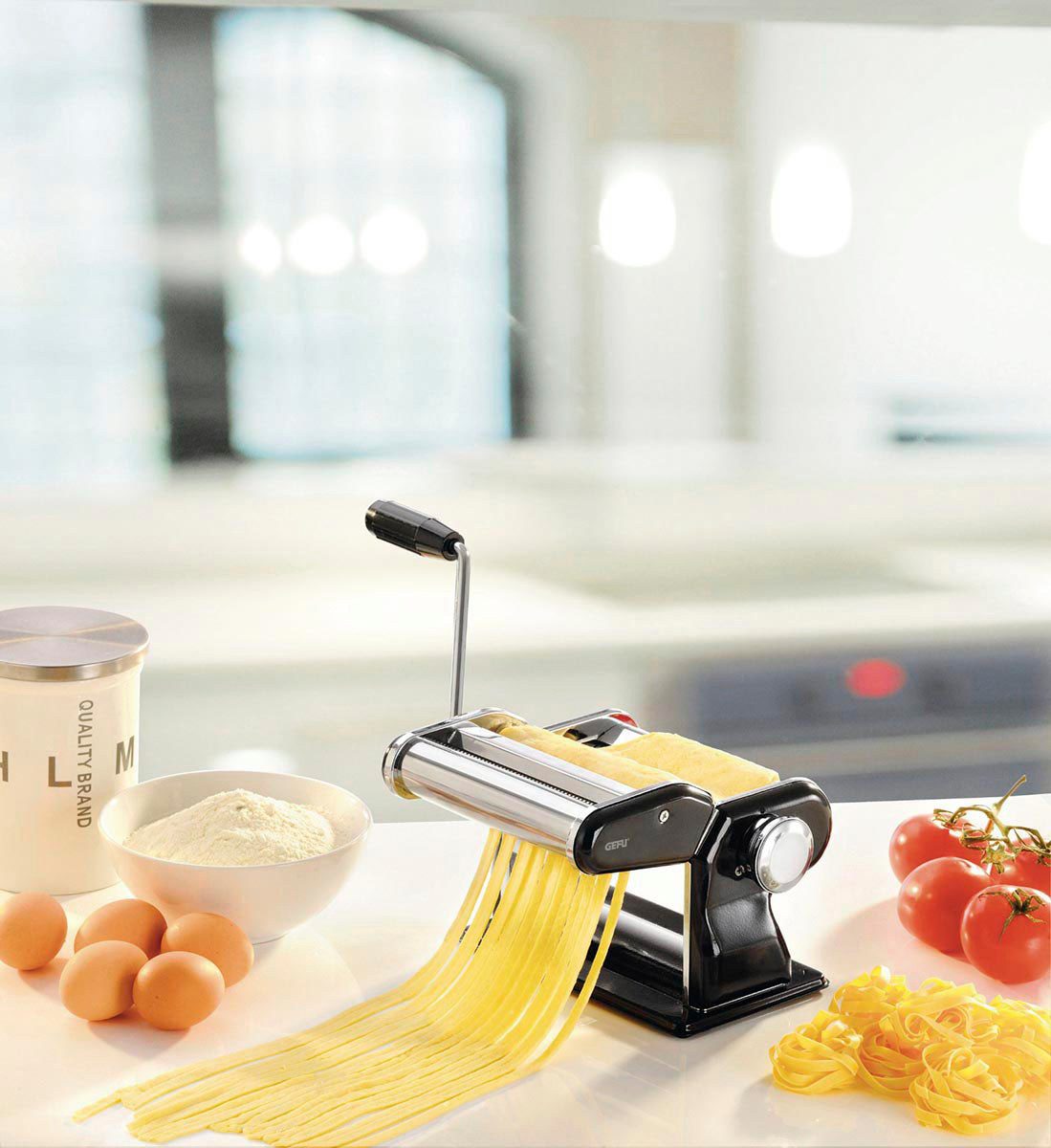 GEFU Nudelmaschine PASTA PERFETTA NERO, frische Pasta leicht gemacht, intuitive Bedienung, Edelstahl