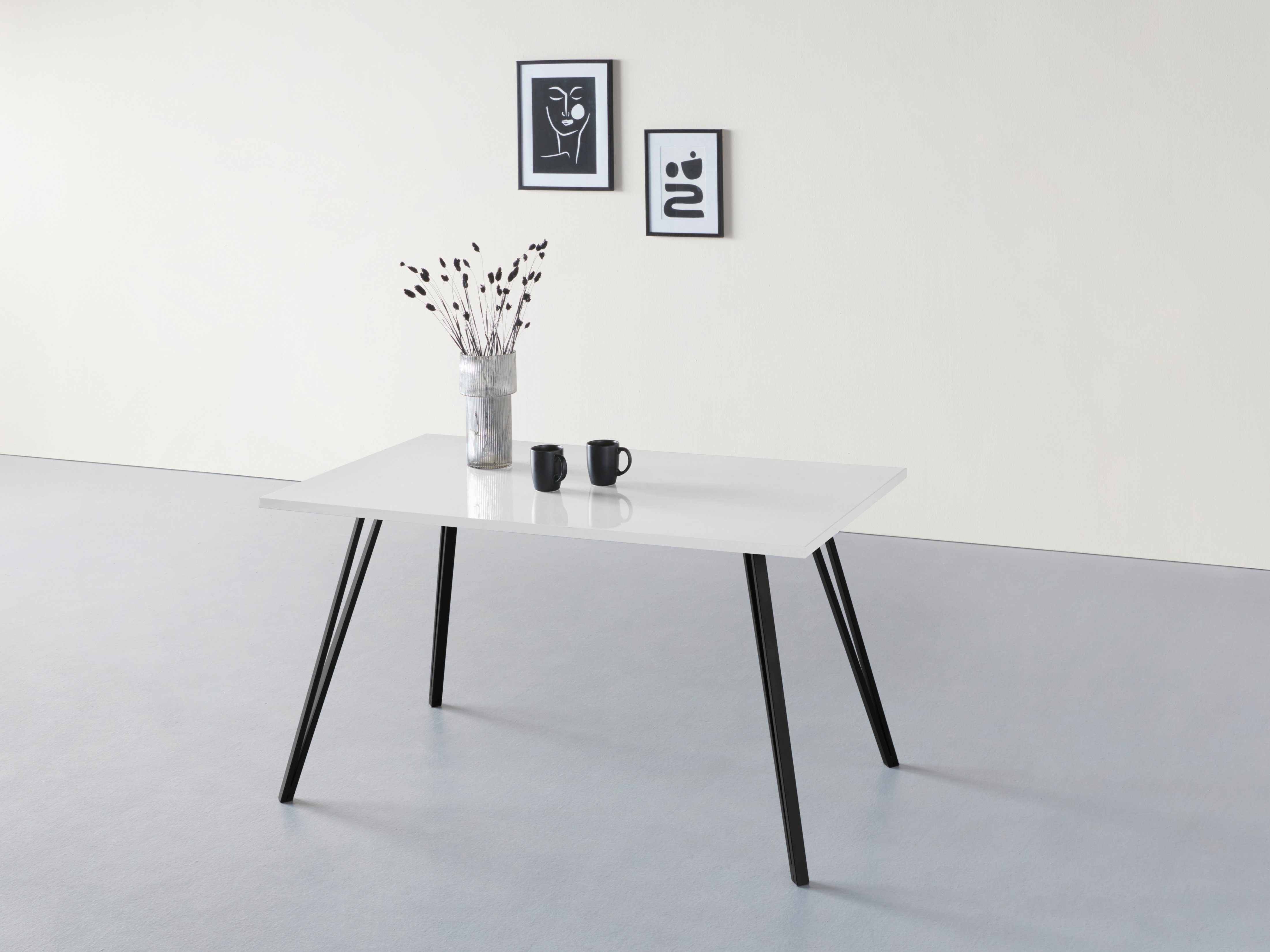 HELA Esstisch JENN (1-St), Hochglanz Weiß lackiert, Tischplatte fest, Geste günstig online kaufen