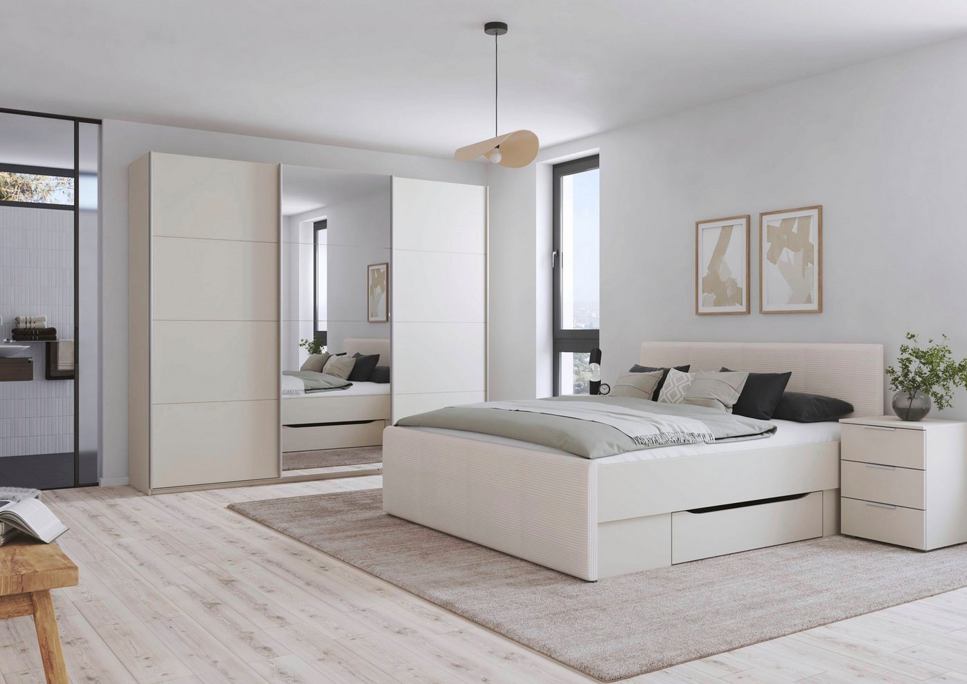 OTTO home Schwebetürenschrank Kleiderschrank Schrank Schlafzimmerschrank Garderobe AGORDO (Breiten 203/271/315/360 cm in drei Griff-Farben - NEU: Farbe SCHWARZ) Top Innenausstattung, in 4 Breiten und 2 Höhen MADE IN GERMANY