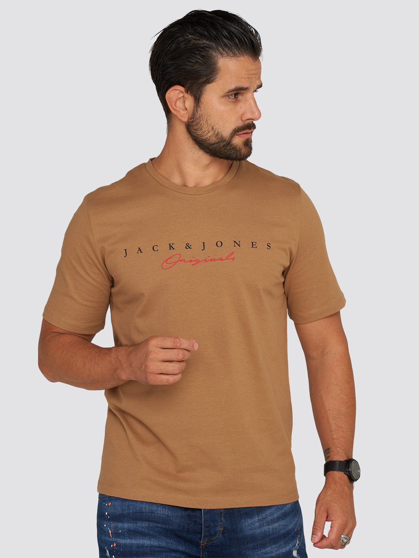 Jack & Jones T-Shirt CREW JJHARRISON SS NECK TEE Cinnamon