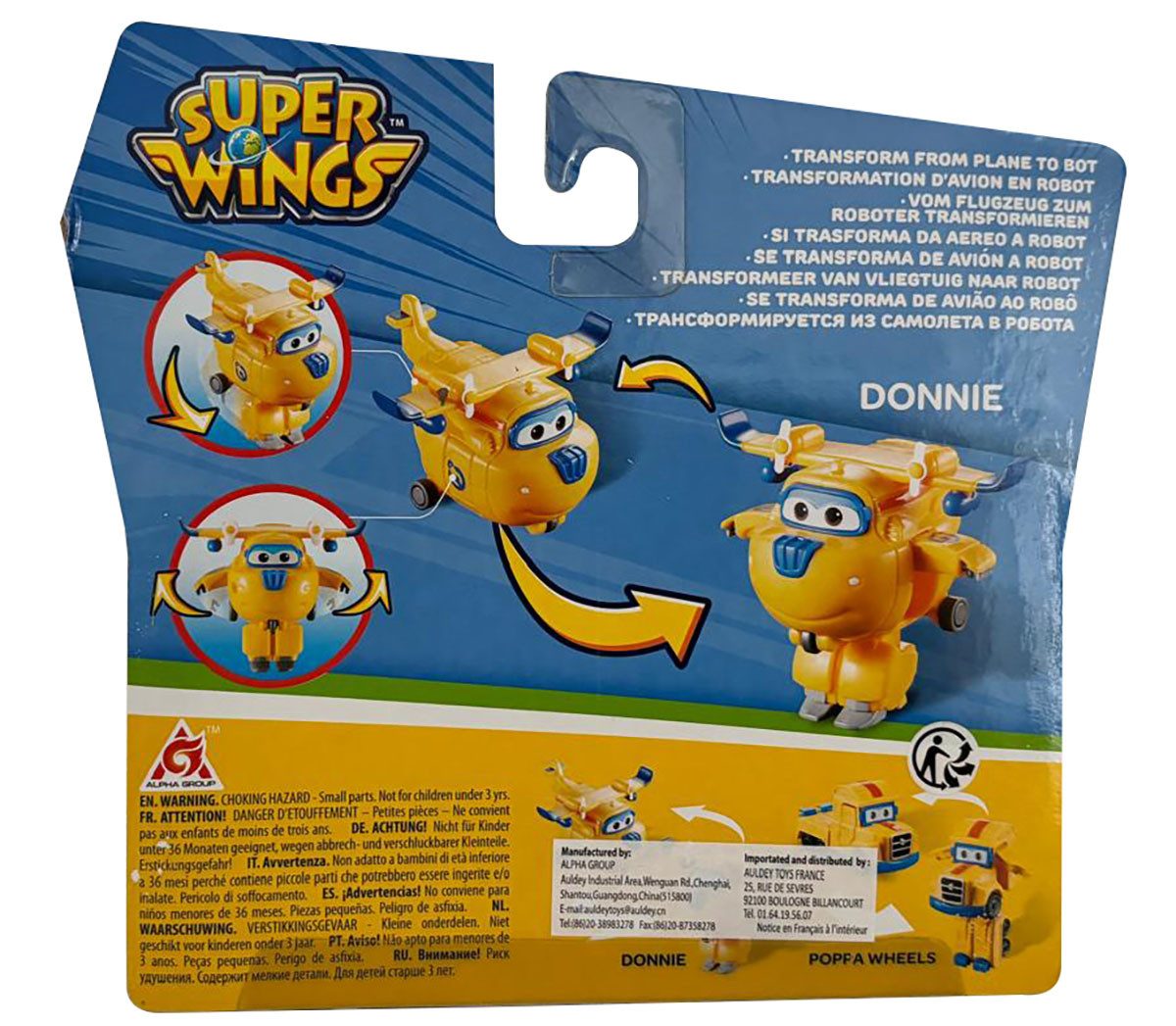 Super Wings Spielfigur Super Wings Transform-a-Bots Donnie + Poppan Wheels + Snow Crystal