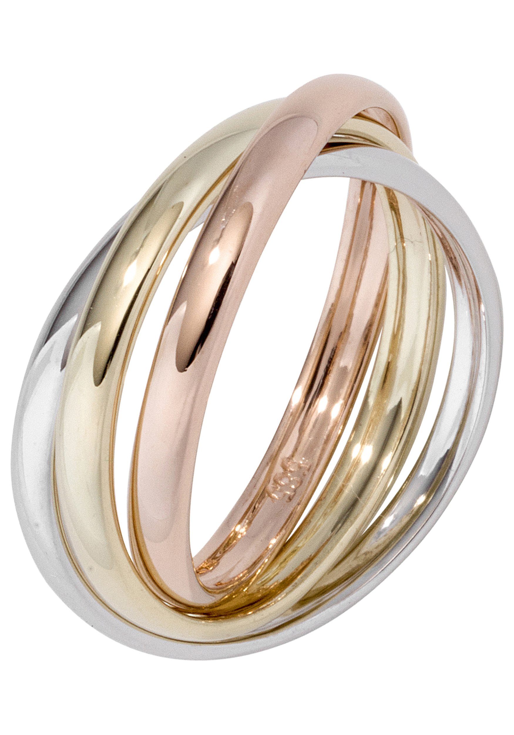 JOBO Goldring Wickelring, 585 Gelbgold Weißgold Roségold tricolor