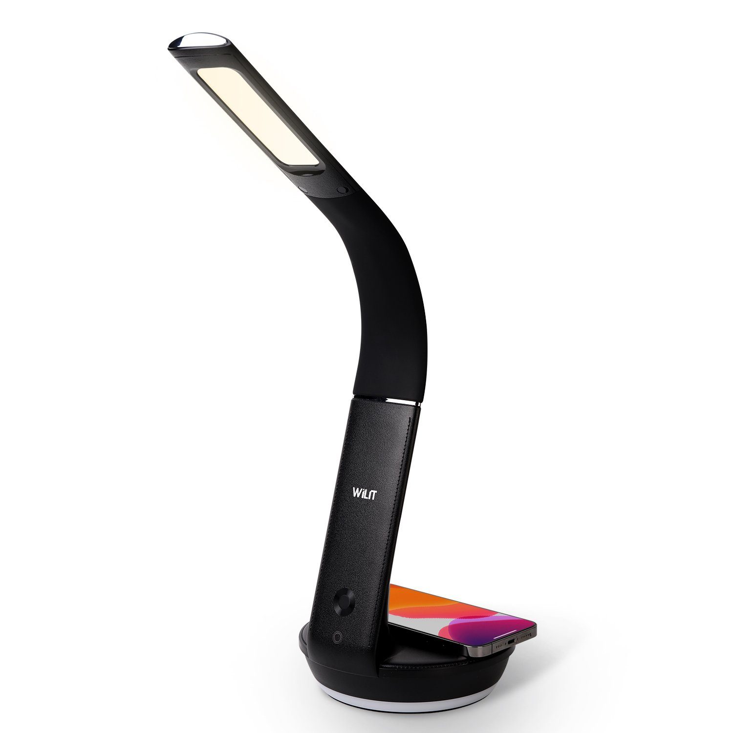WILIT LED Schreibtischlampe Dimmbar Leselampe mit Kabellos Ladefunktion
