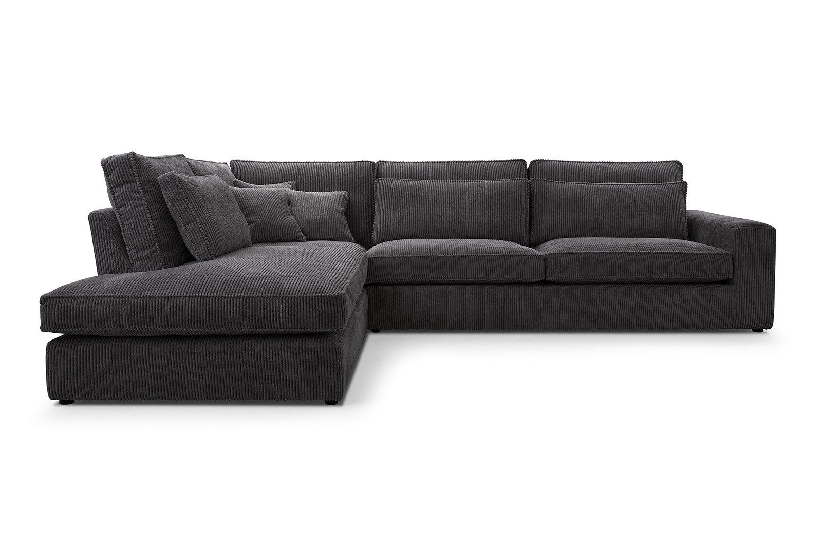 Deine Möbel 24 Wohnlandschaft CAREN Ecksofa Sofa Wohnzimmer L-Couch Cord Samt, Grau Beige Anthrazit 2 Teile, mit Wellenunterfederung, ohne Schlaffunktion, ohne Bettkasten