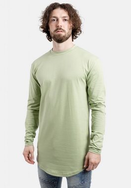 Blackskies T-Shirt Round Long Sleeve Longline T-Shirt Sage Green X-Large