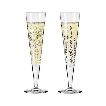 Ritzenhoff Champagnerglas Goldnacht Champagnergläser 205 ml 2er Set, Kristallglas