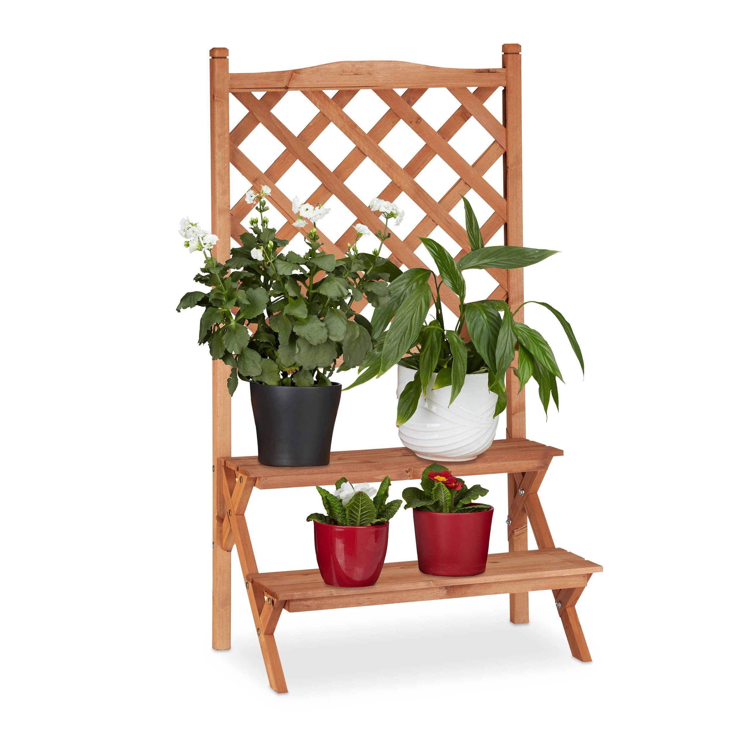 relaxdays Blumenständer Blumentreppe mit Rankgitter, L günstig online kaufen