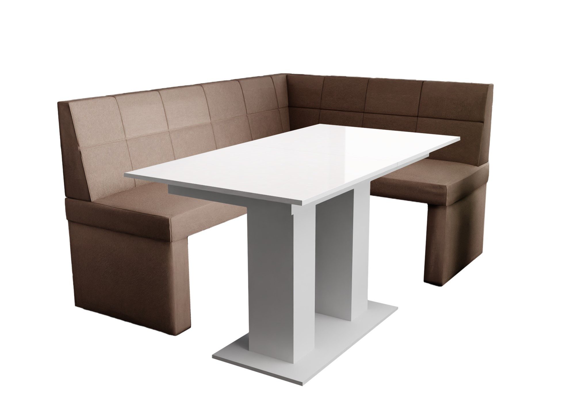 Fun Möbel Eckbankgruppe Eckbankgruppe „BLAKE“ Größe 168x128cm mit Tisch Weiß Hochglanz, ausziehbarer Tisch