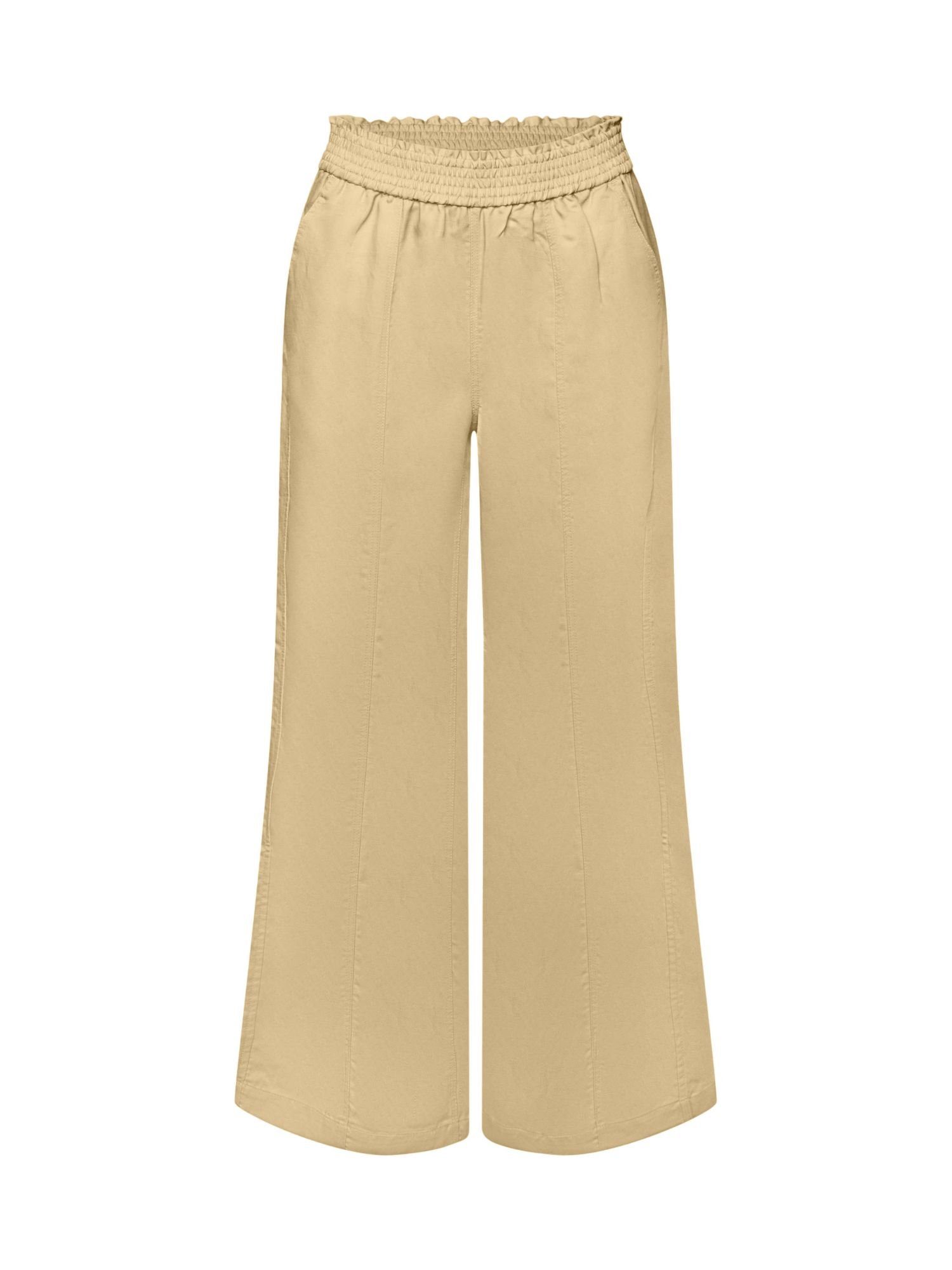 Esprit Collection Stoffhose Pull-on-Hose mit weitem Bein, Leinenmix SAND