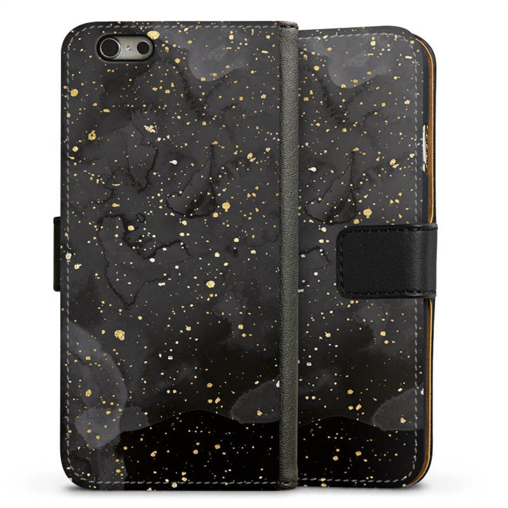 DeinDesign Handyhülle Marmor Glitzer Look Gold & Kupfer Marble Black Gold Look Print, Apple iPhone 6s Hülle Handy Flip Case Wallet Cover Handytasche Leder