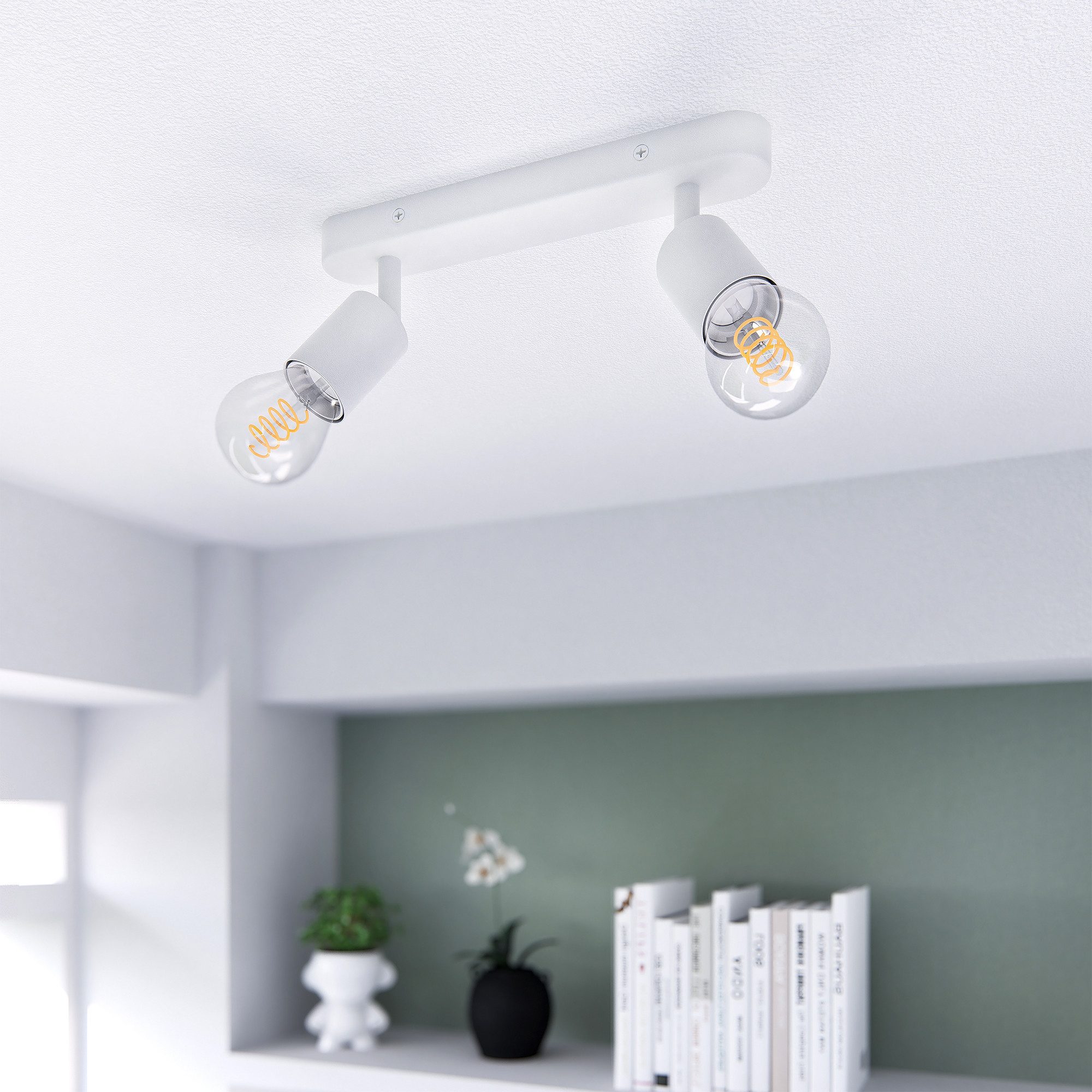 linovum LED Aufbaustrahler AWORA Deckenlampe 2 flammig weiss schwenkbar mit 2x E27 Fassung Spot